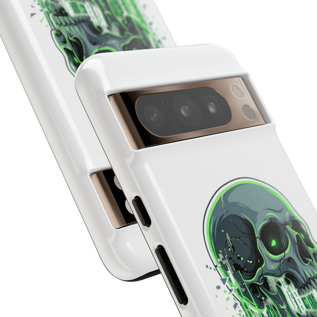 Skull Matrix Phone Case — Neon Green Cyberpunk Protective Case