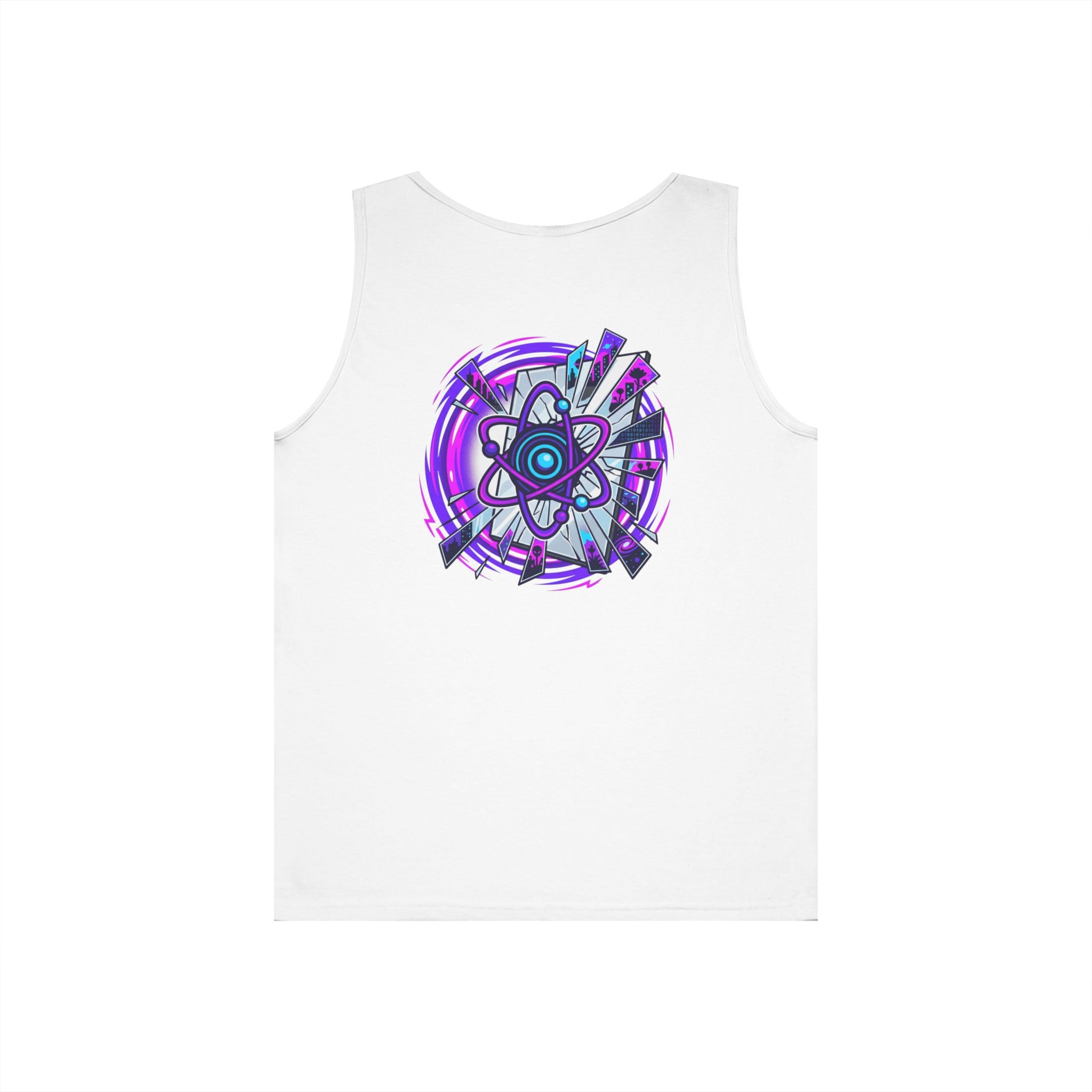 Science Atom Tank Top — Purple Neon Atomic Graphic Sleeveless Tee