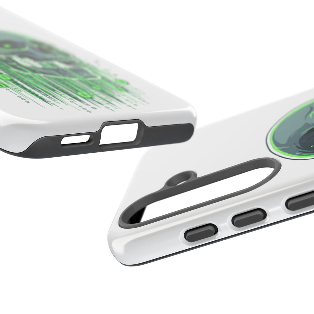 Skull Matrix Phone Case — Neon Green Cyberpunk Protective Case