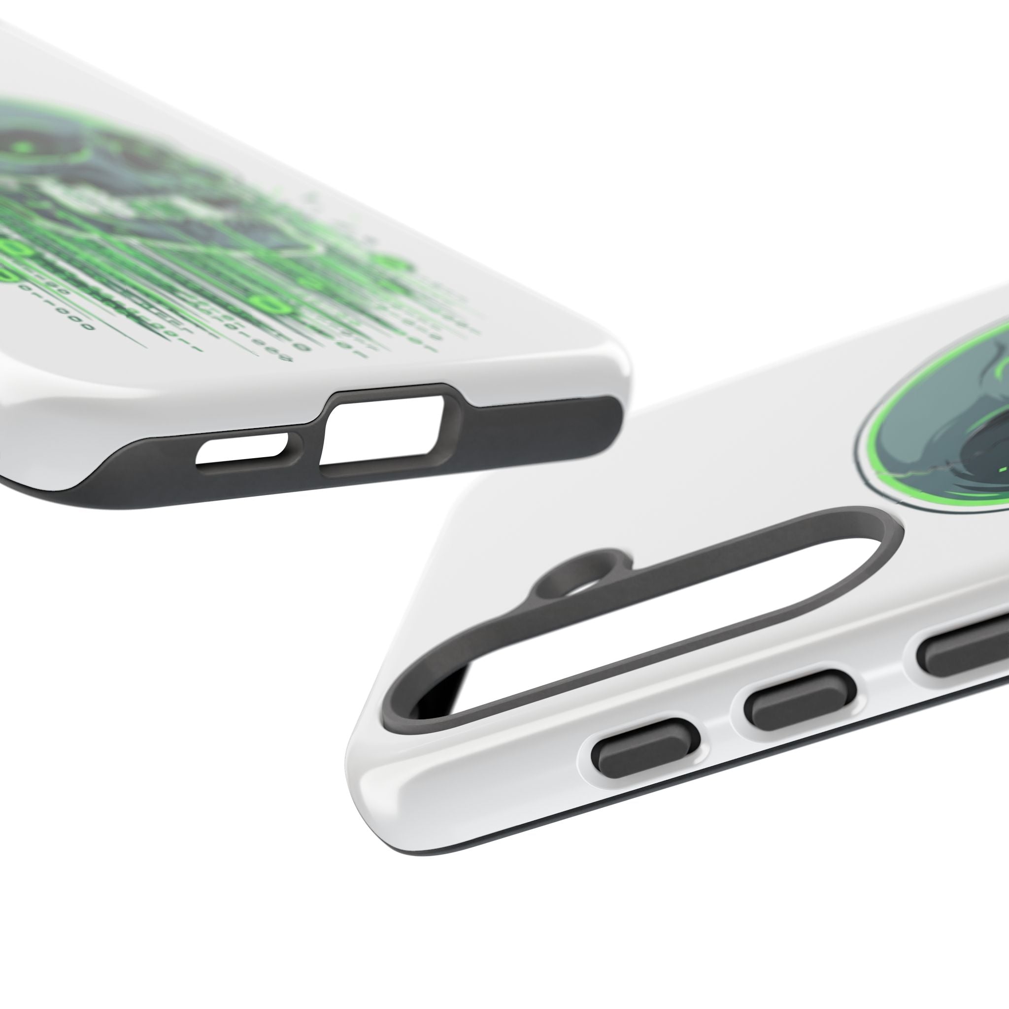 Skull Matrix Phone Case — Neon Green Cyberpunk Protective Case