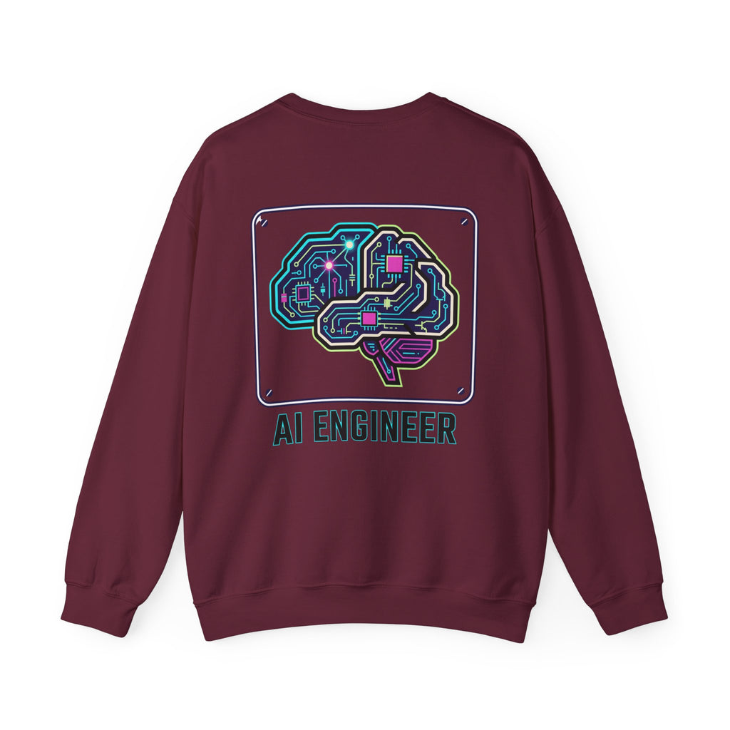 AI Engineer Sweatshirt | Circuit Brain Tech Design, Back Print
