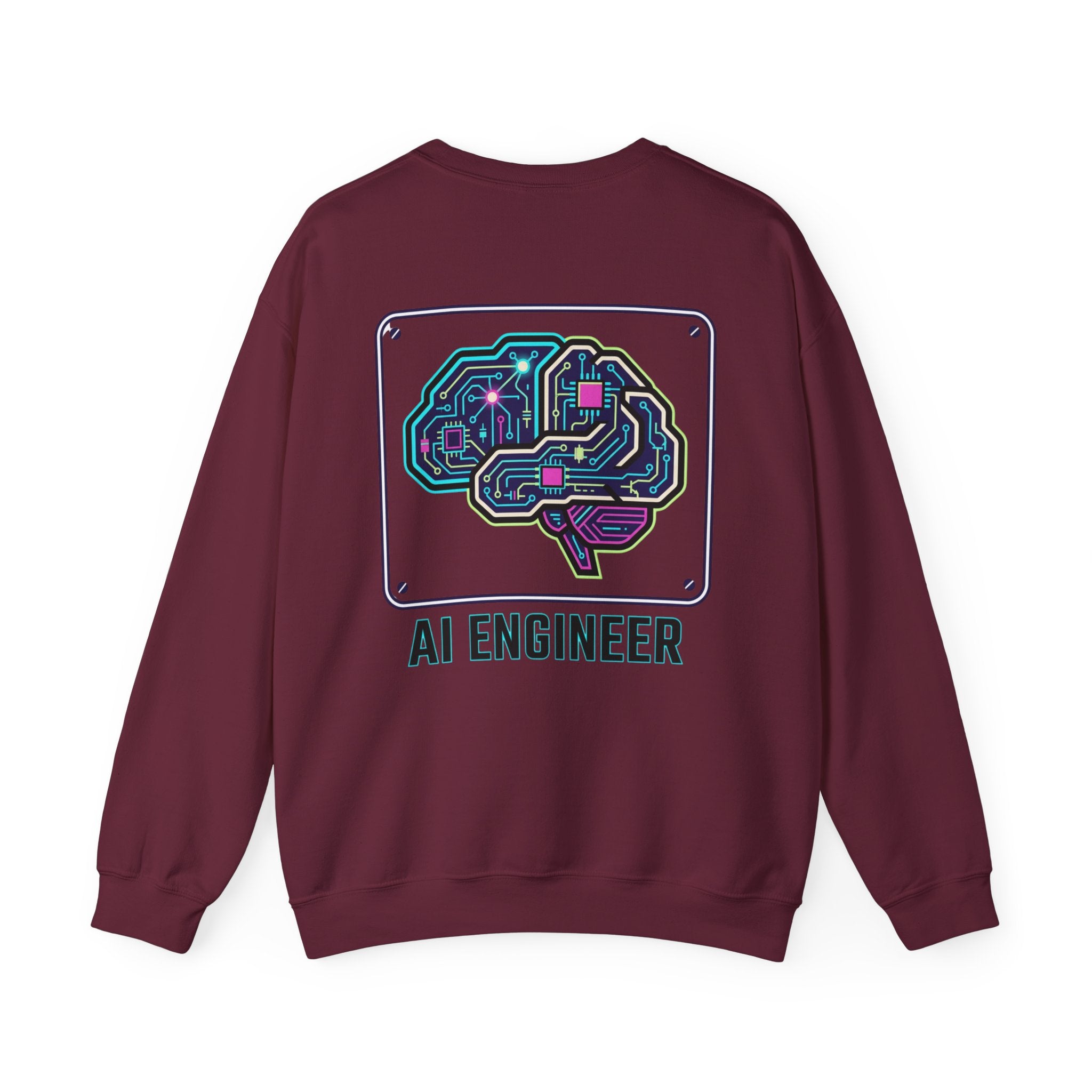AI Engineer Sweatshirt | Circuit Brain Tech Design, Back Print