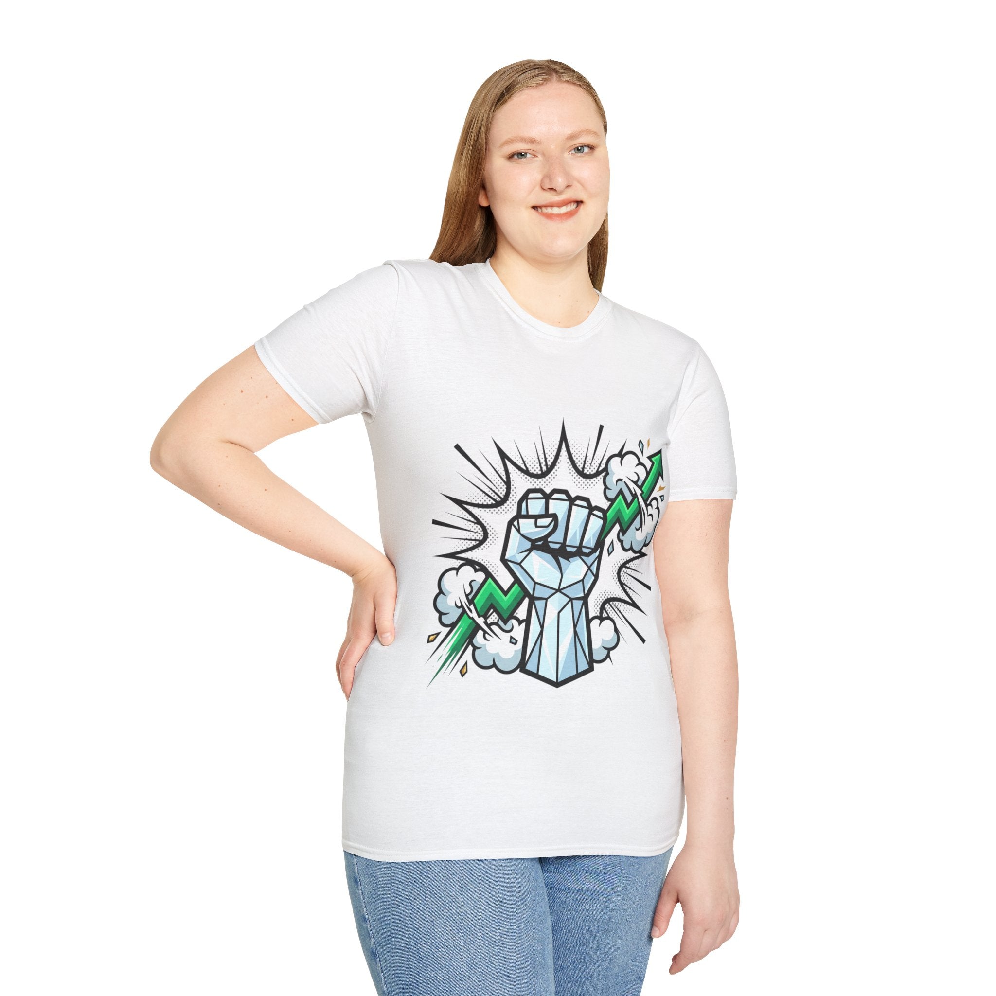 Graphic T‑Shirt — Power Fist with Lightning Bolt (Bold Pop Art)