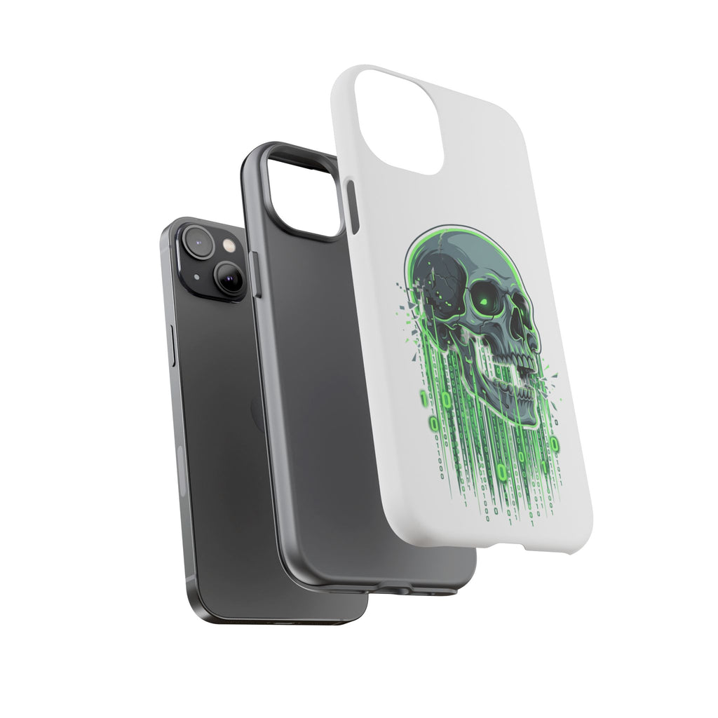 Skull Matrix Phone Case — Neon Green Cyberpunk Protective Case