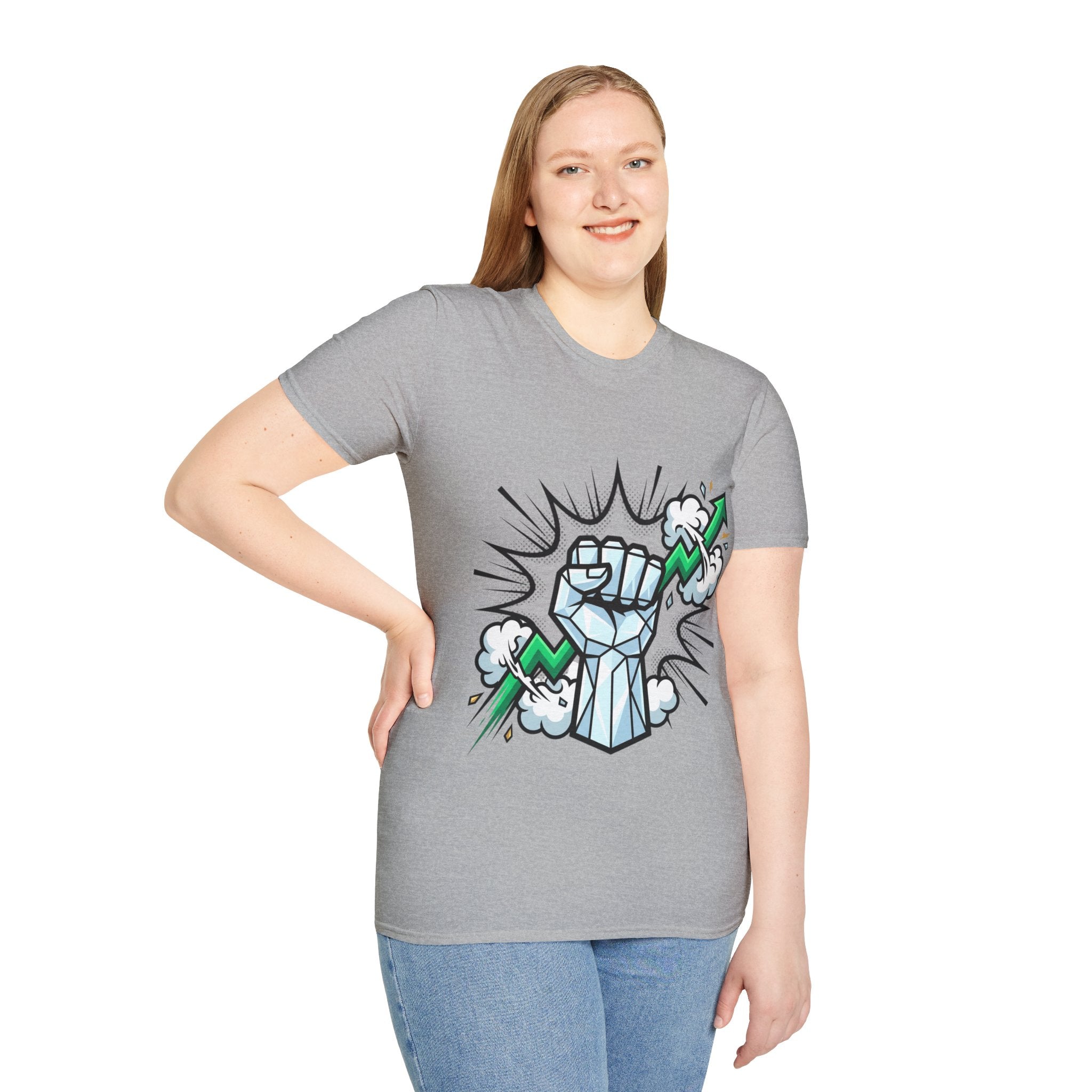 Graphic T‑Shirt — Power Fist with Lightning Bolt (Bold Pop Art)