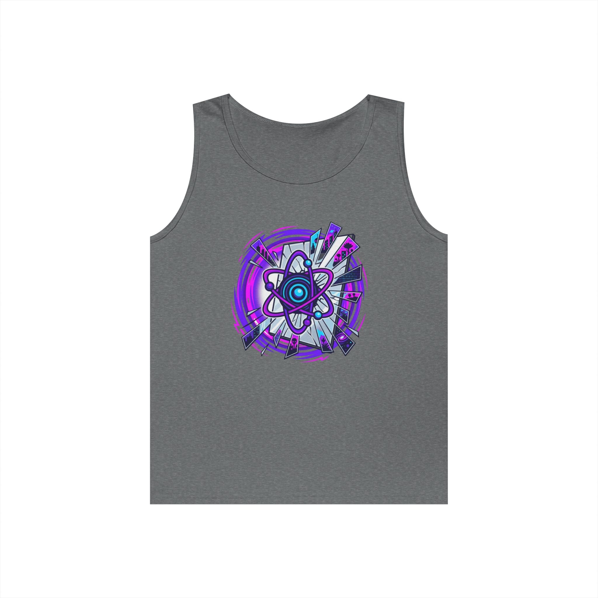 Atomic Vibe Tank Top — Neon Purple Science Atom Graphic