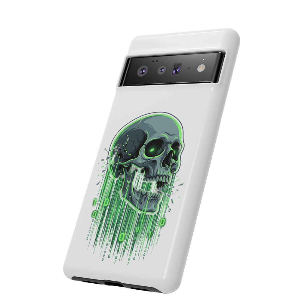 Skull Matrix Phone Case — Neon Green Cyberpunk Protective Case