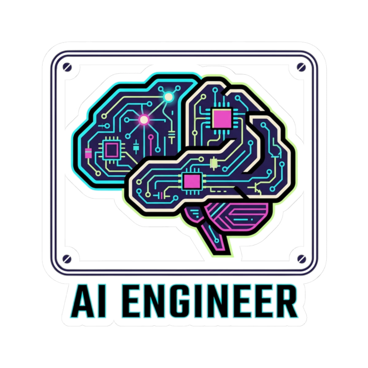 AI Engineer Circuit Brain Sticker | Kiss-Cut Sticker