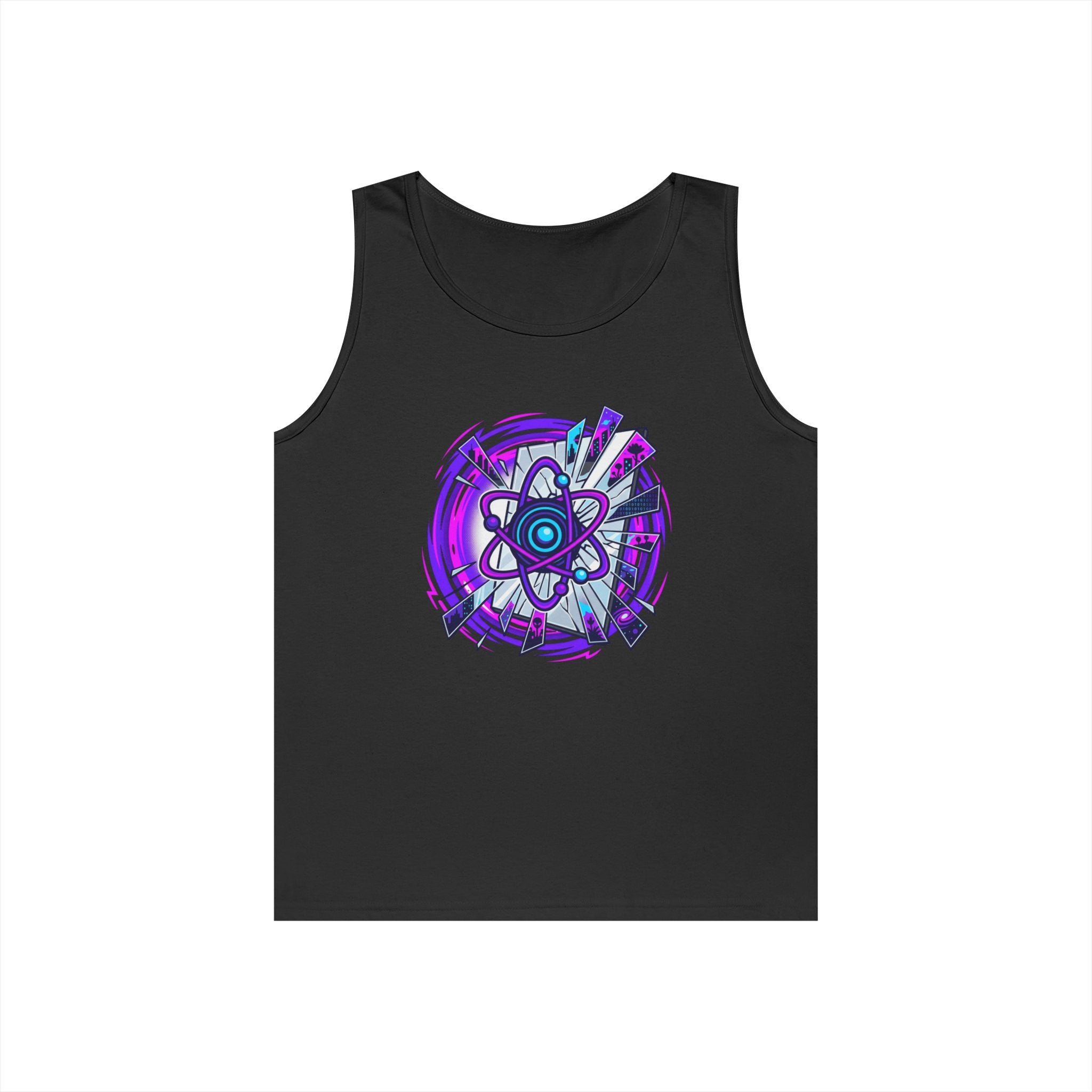 Atomic Vibe Tank Top — Neon Purple Science Atom Graphic