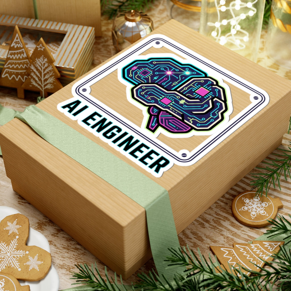 AI Engineer Circuit Brain Sticker | Kiss-Cut Sticker