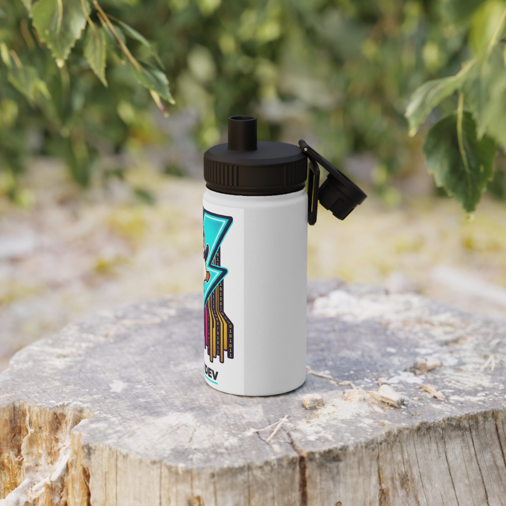 Linux Dev Penguin Lightning Stainless Steel Water Bottle (Sports Lid)
