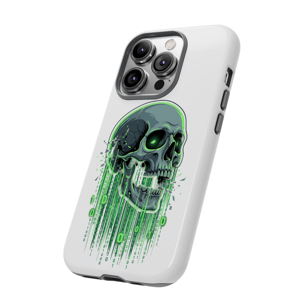 Skull Matrix Phone Case — Neon Green Cyberpunk Protective Case