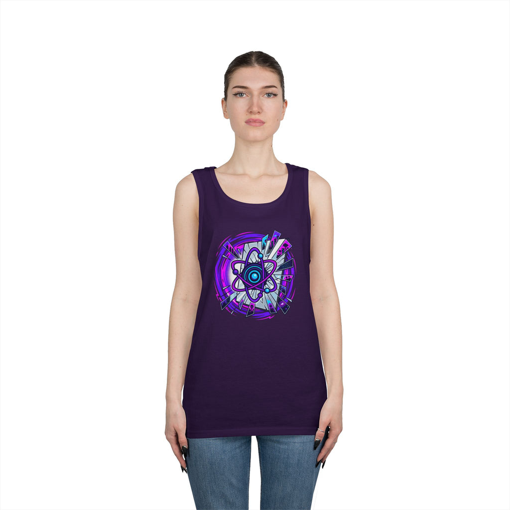 Atomic Vibe Tank Top — Neon Purple Science Atom Graphic