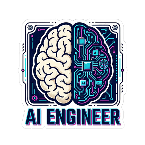 AI Engineer brain circuit Sticker | Kiss-Cut tech decal, laptop sticker
