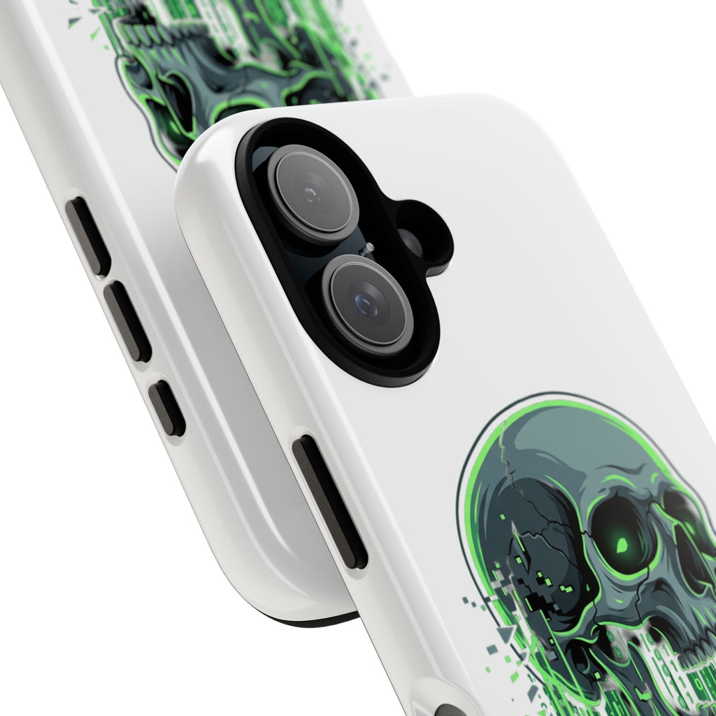 Skull Matrix Phone Case — Neon Green Cyberpunk Protective Case
