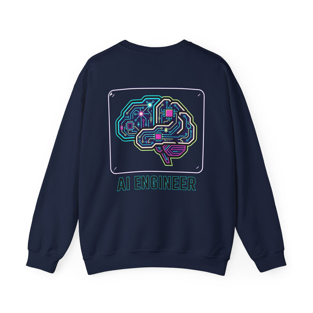 AI Engineer Sweatshirt | Circuit Brain Tech Design, Back Print