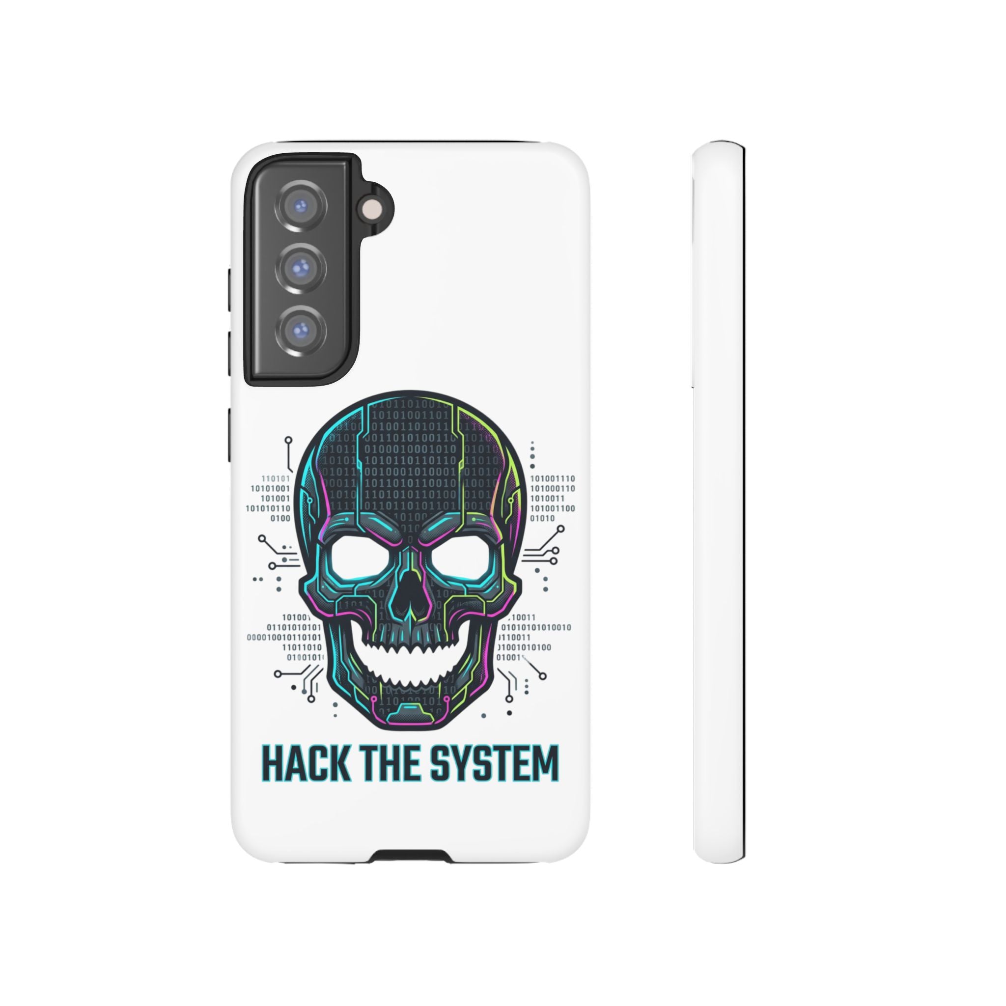 HACK THE SYSTEM Tough Cases — Protective Phone Case with Bold Slogan