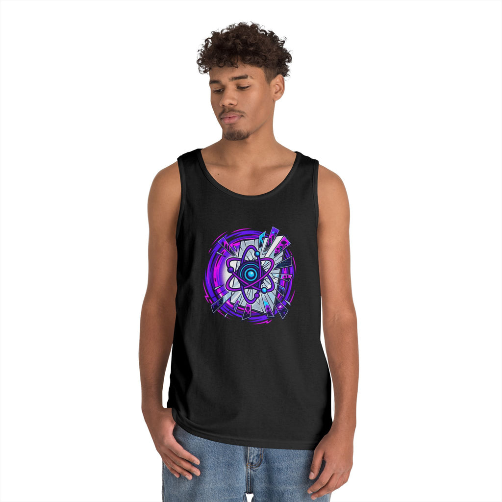 Atomic Vibe Tank Top — Neon Purple Science Atom Graphic