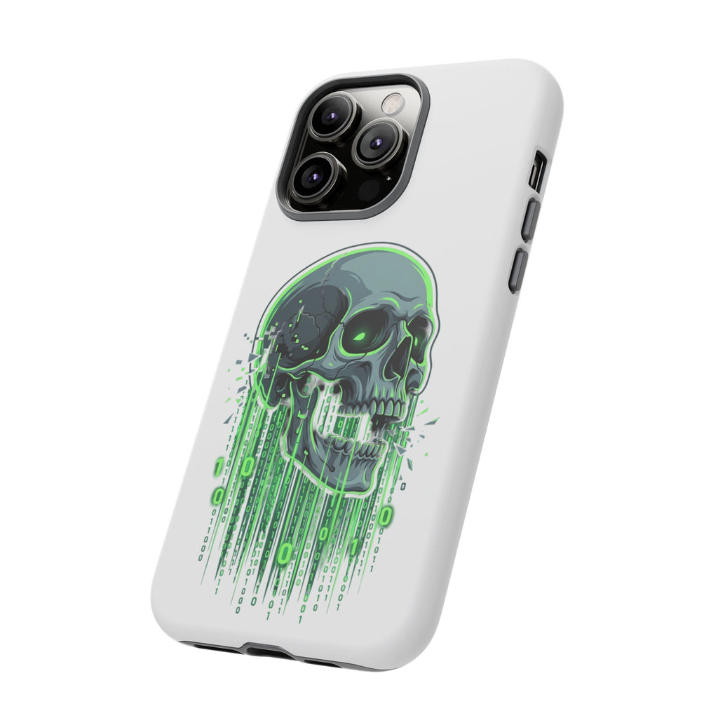 Skull Matrix Phone Case — Neon Green Cyberpunk Protective Case
