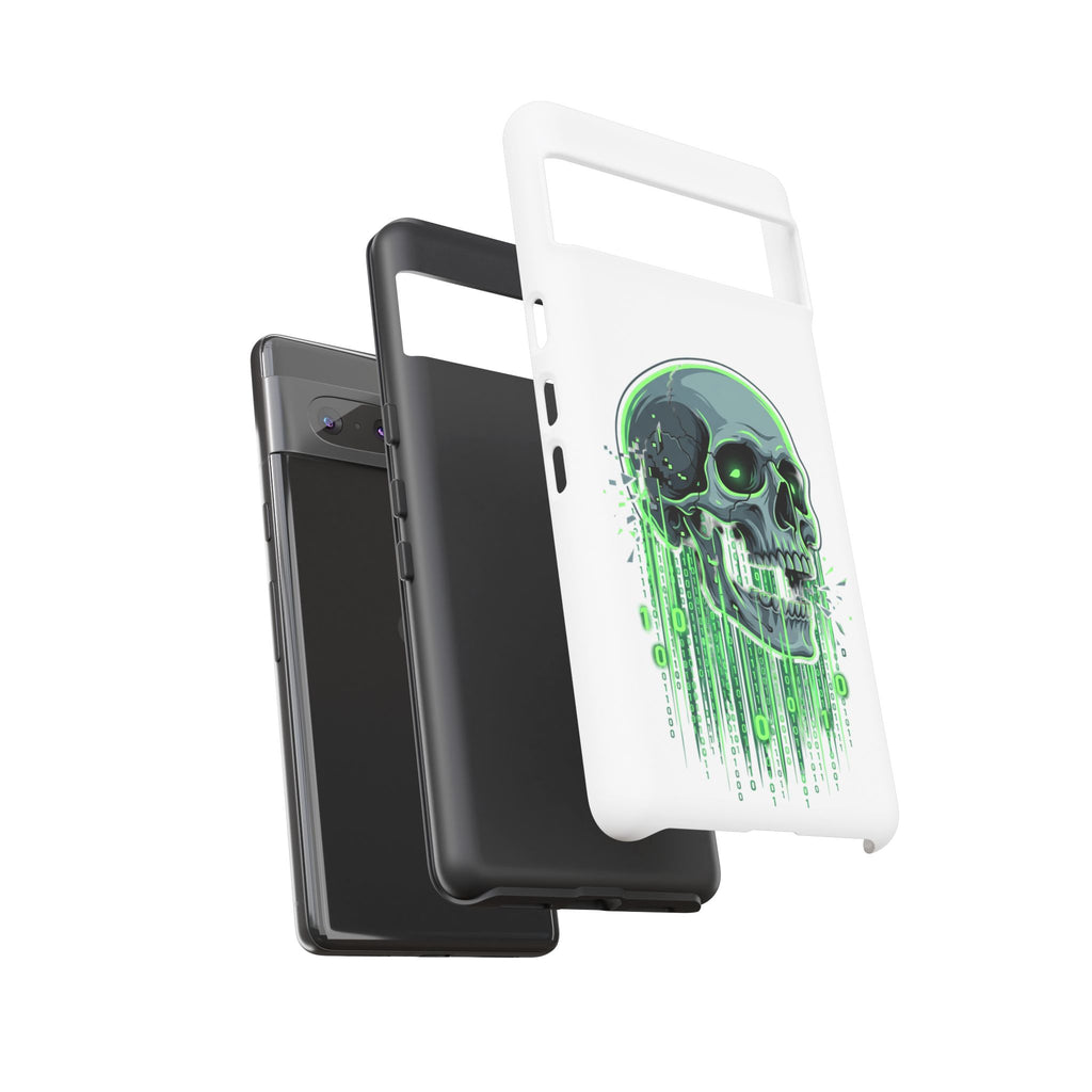 Skull Matrix Phone Case — Neon Green Cyberpunk Protective Case