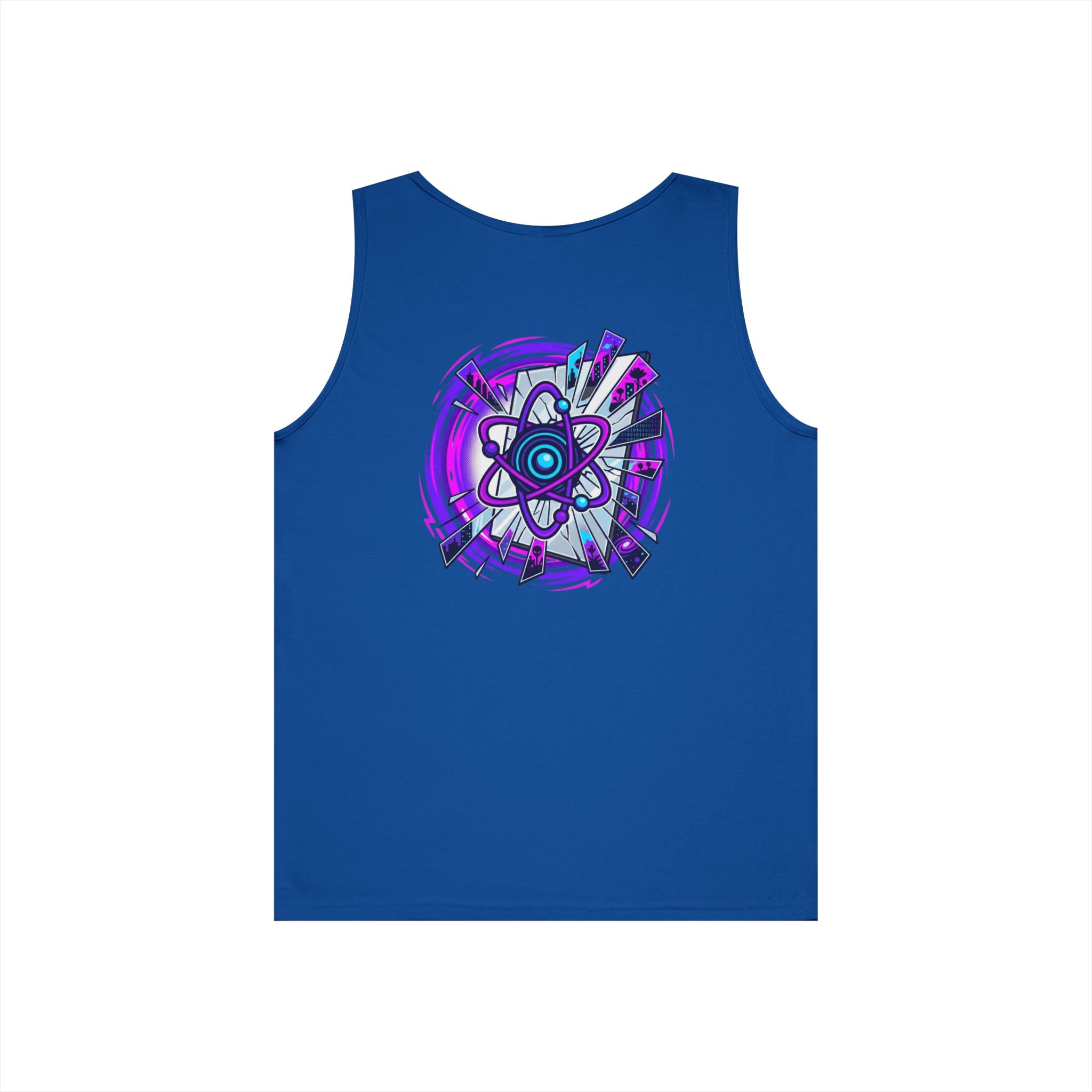 Science Atom Tank Top — Purple Neon Atomic Graphic Sleeveless Tee