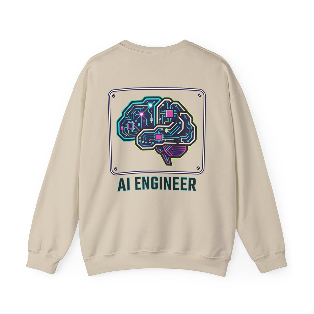 AI Engineer Sweatshirt | Circuit Brain Tech Design, Back Print