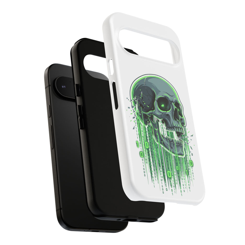 Skull Matrix Phone Case — Neon Green Cyberpunk Protective Case
