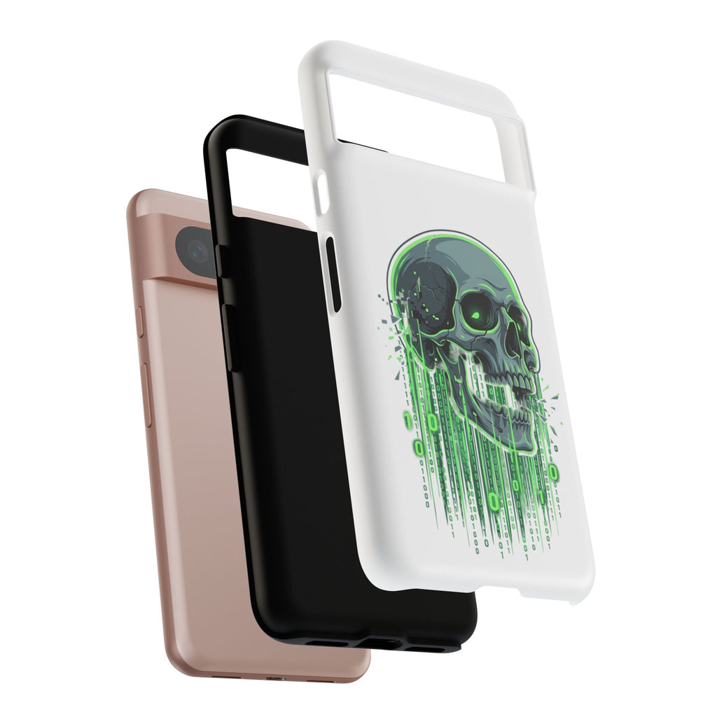 Skull Matrix Phone Case — Neon Green Cyberpunk Protective Case