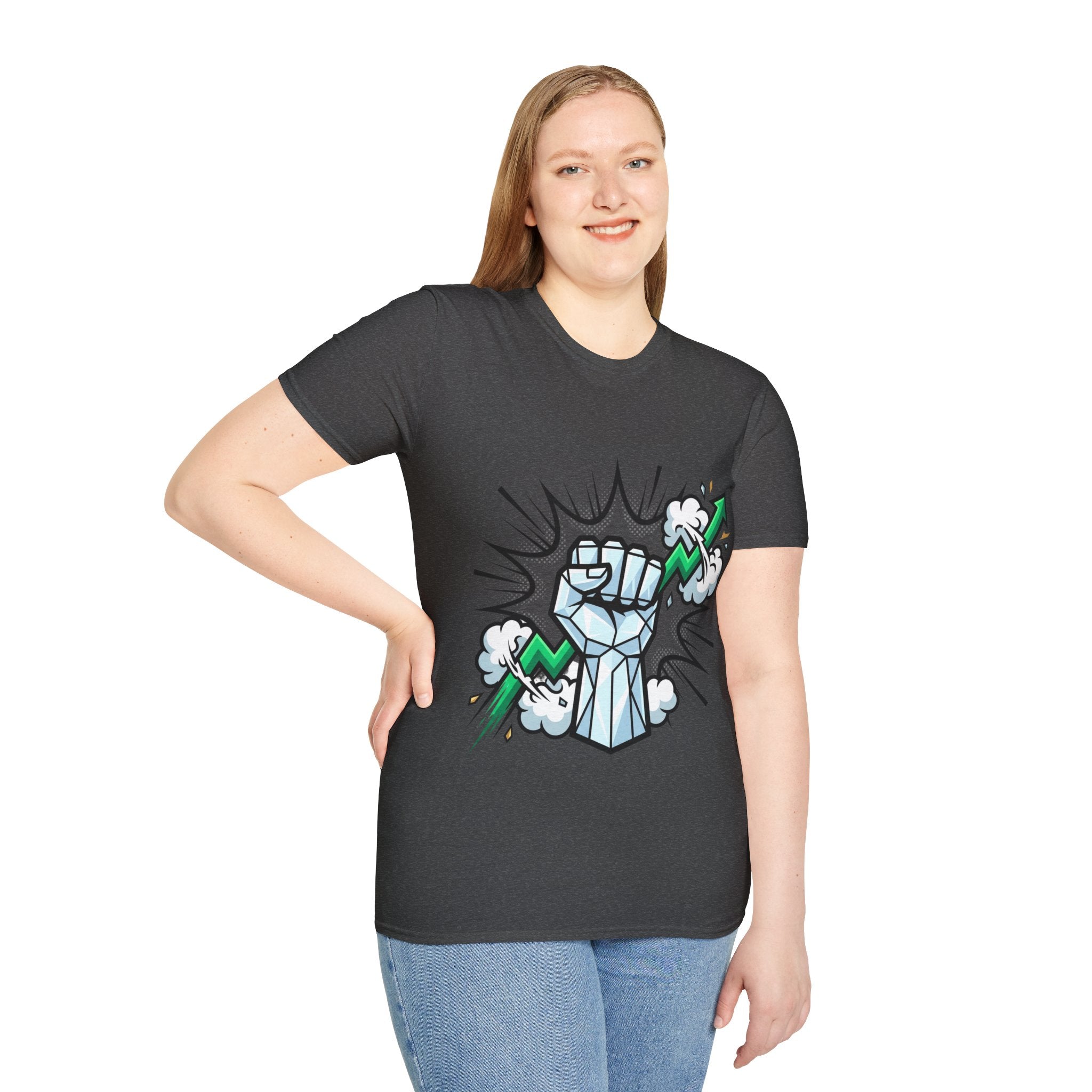 Graphic T‑Shirt — Power Fist with Lightning Bolt (Bold Pop Art)