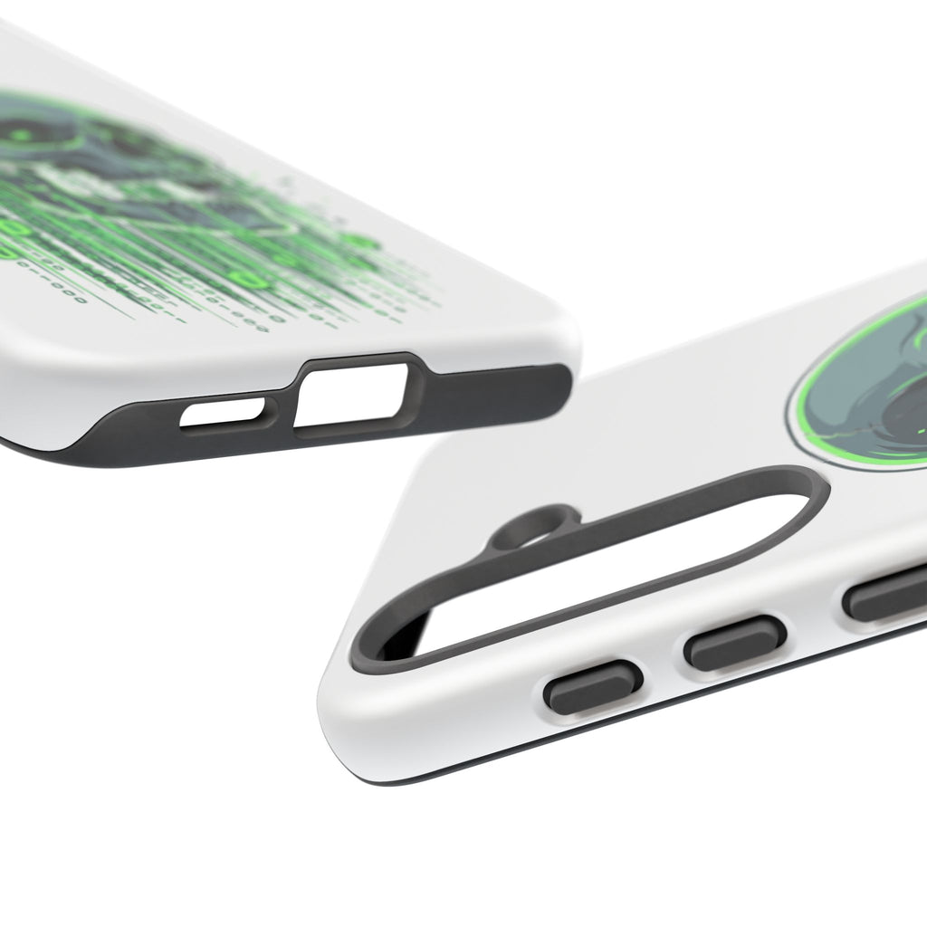 Skull Matrix Phone Case — Neon Green Cyberpunk Protective Case