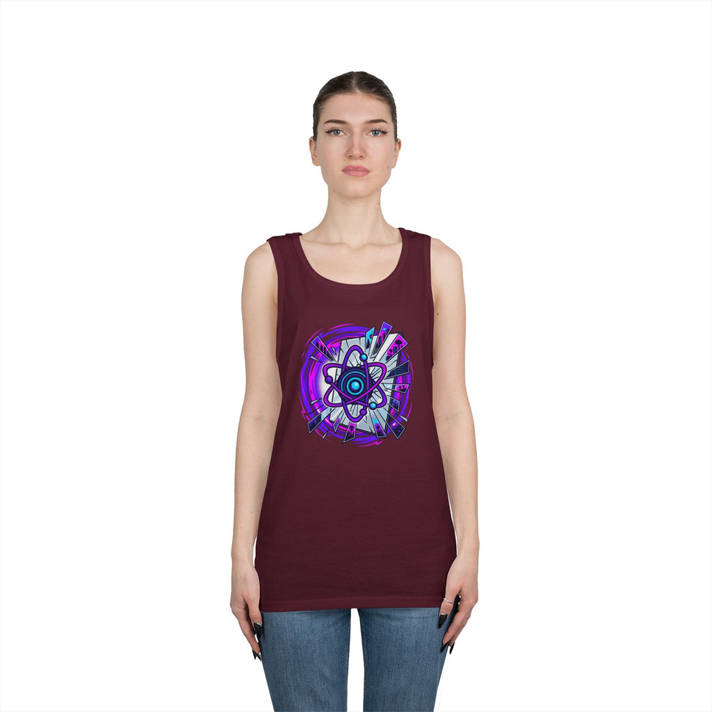 Atomic Vibe Tank Top — Neon Purple Science Atom Graphic