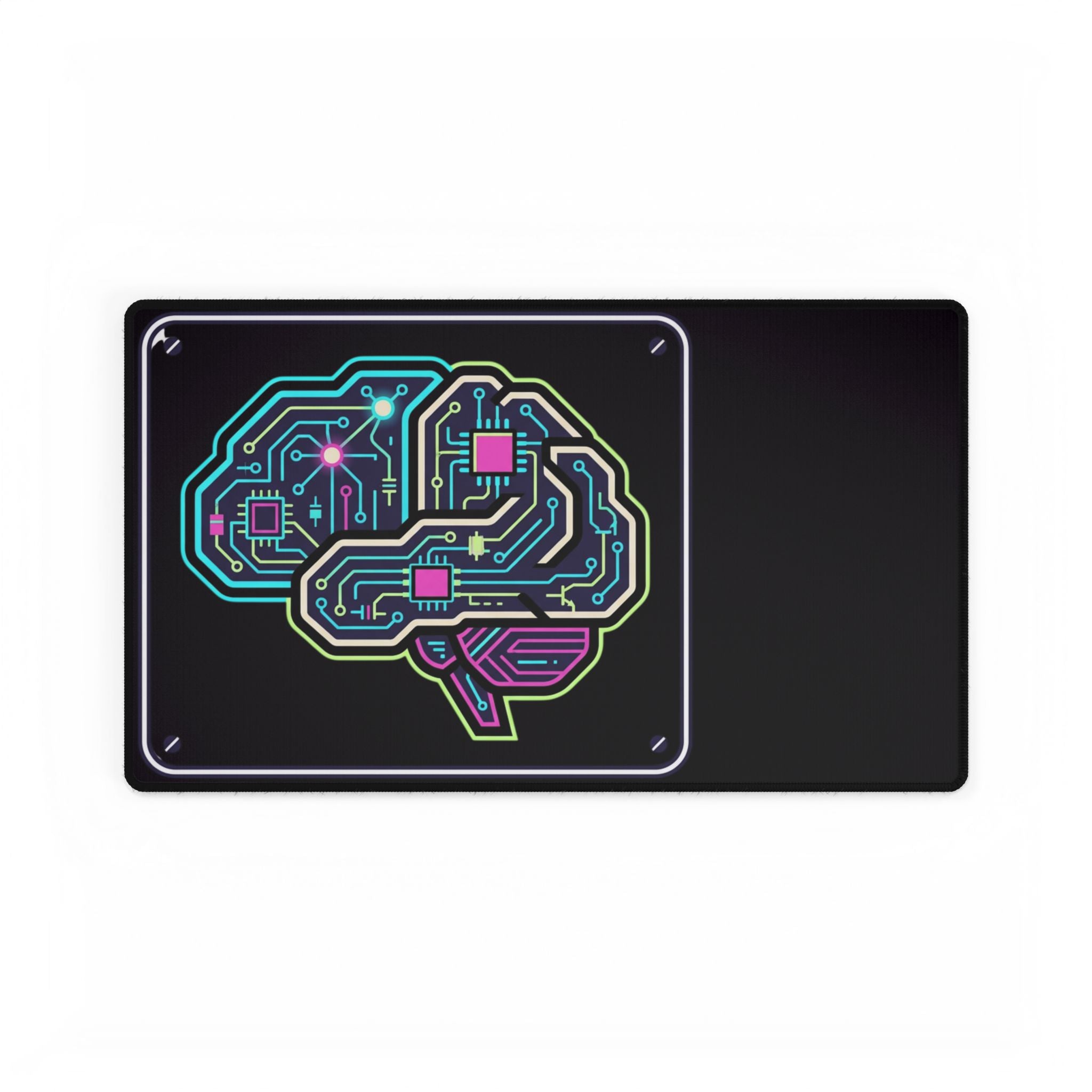 Neon Circuit Brain Desk Mat | Gaming Mousepad, Tech Circuitry