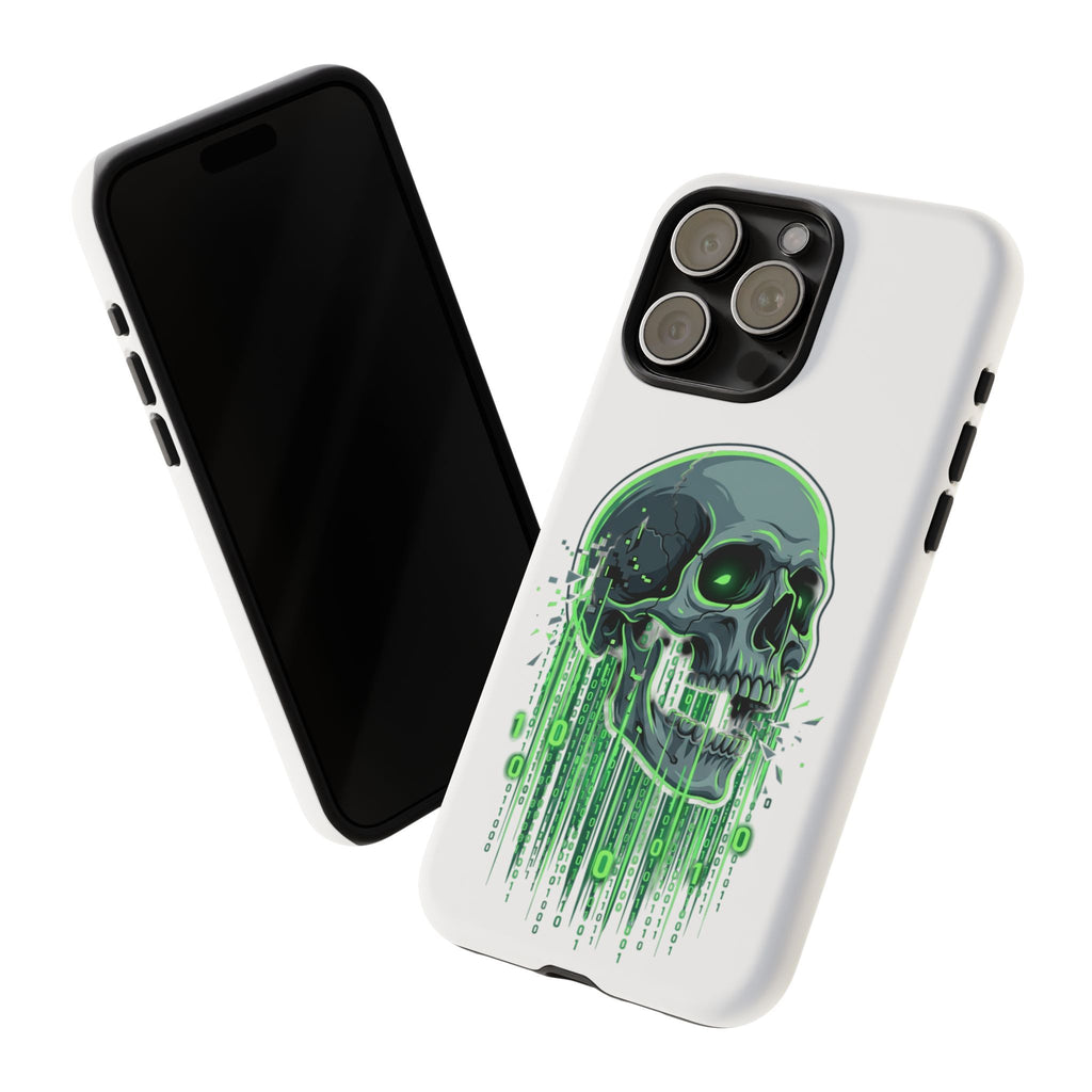 Skull Matrix Phone Case — Neon Green Cyberpunk Protective Case