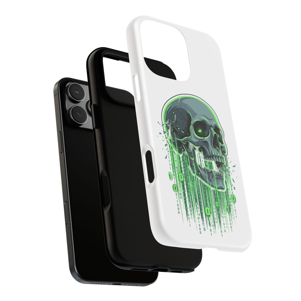 Skull Matrix Phone Case — Neon Green Cyberpunk Protective Case