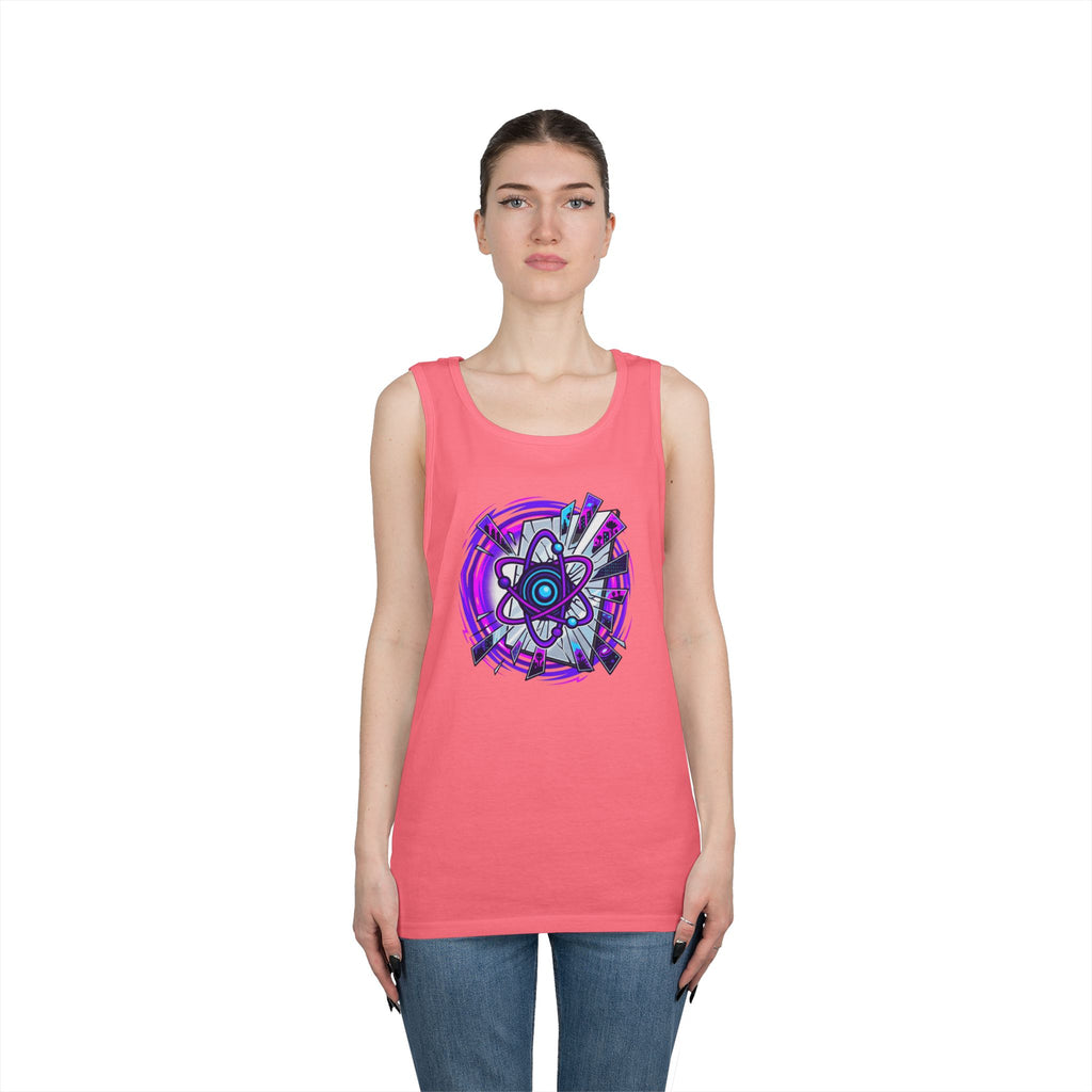 Atomic Vibe Tank Top — Neon Purple Science Atom Graphic