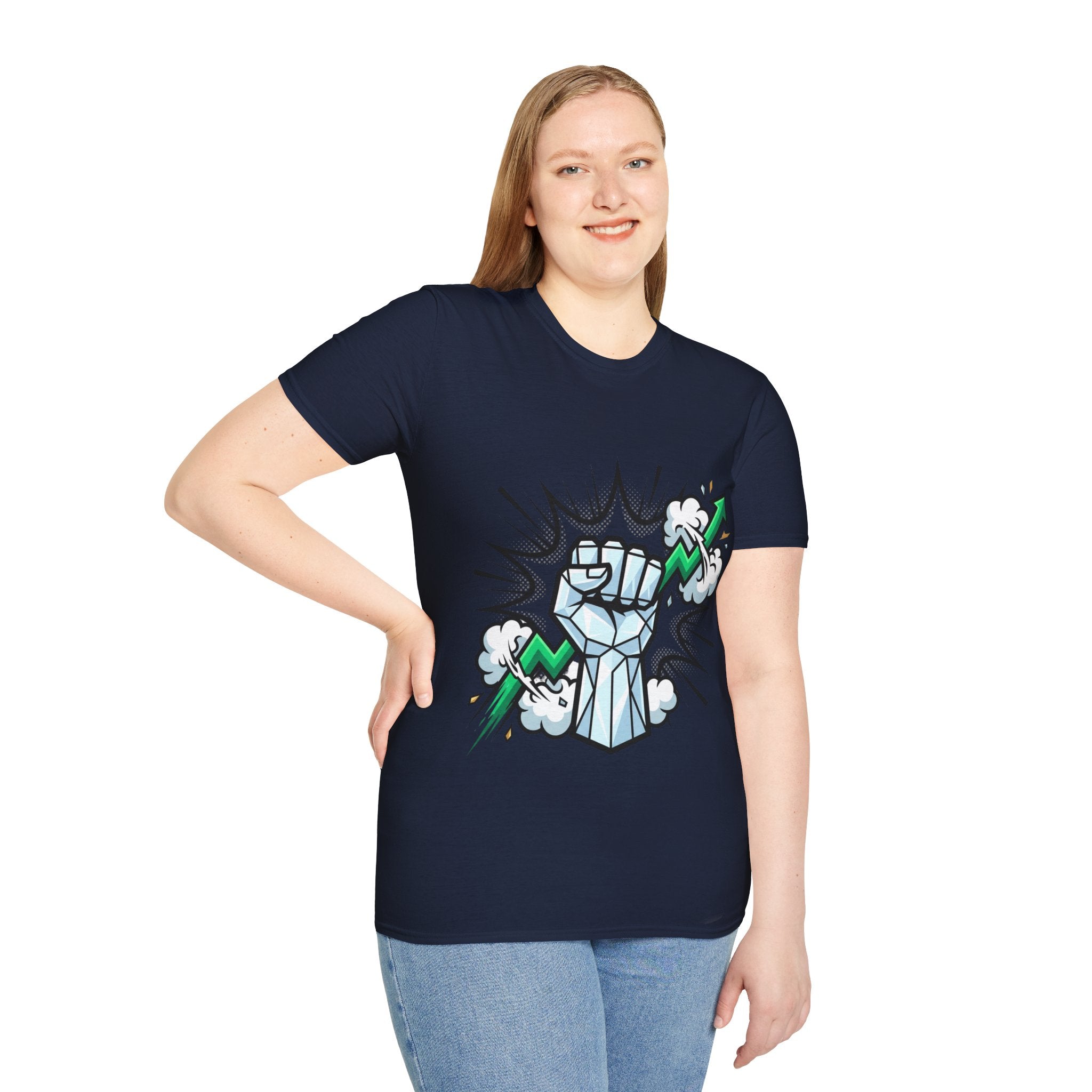 Graphic T‑Shirt — Power Fist with Lightning Bolt (Bold Pop Art)