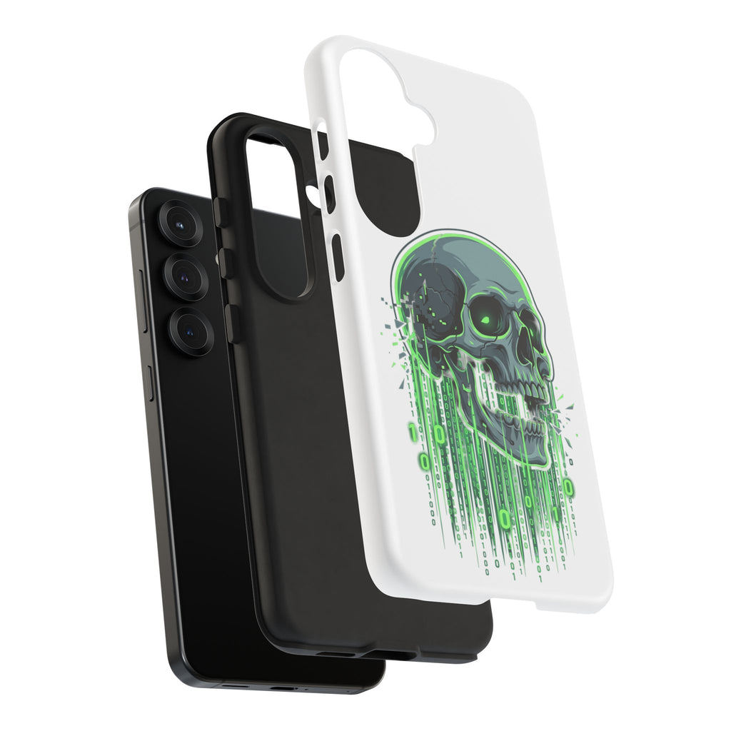 Skull Matrix Phone Case — Neon Green Cyberpunk Protective Case