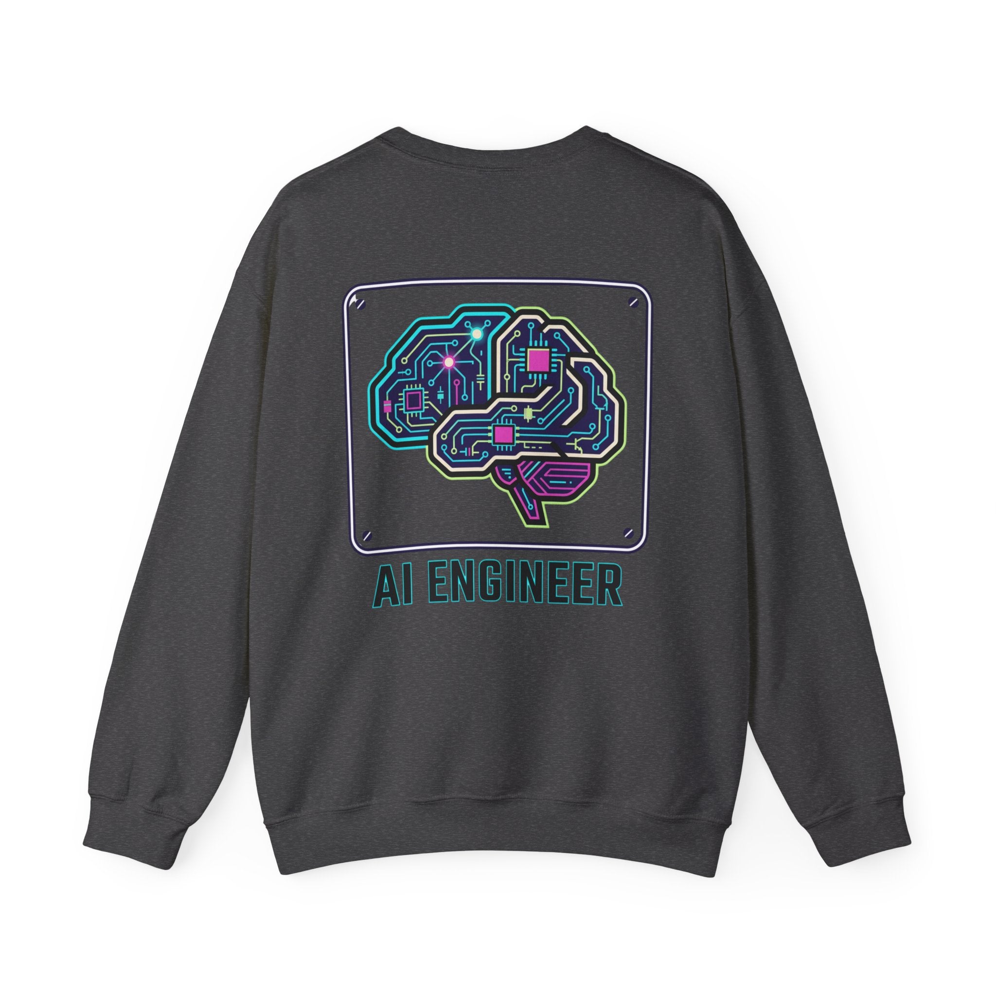 AI Engineer Sweatshirt | Circuit Brain Tech Design, Back Print