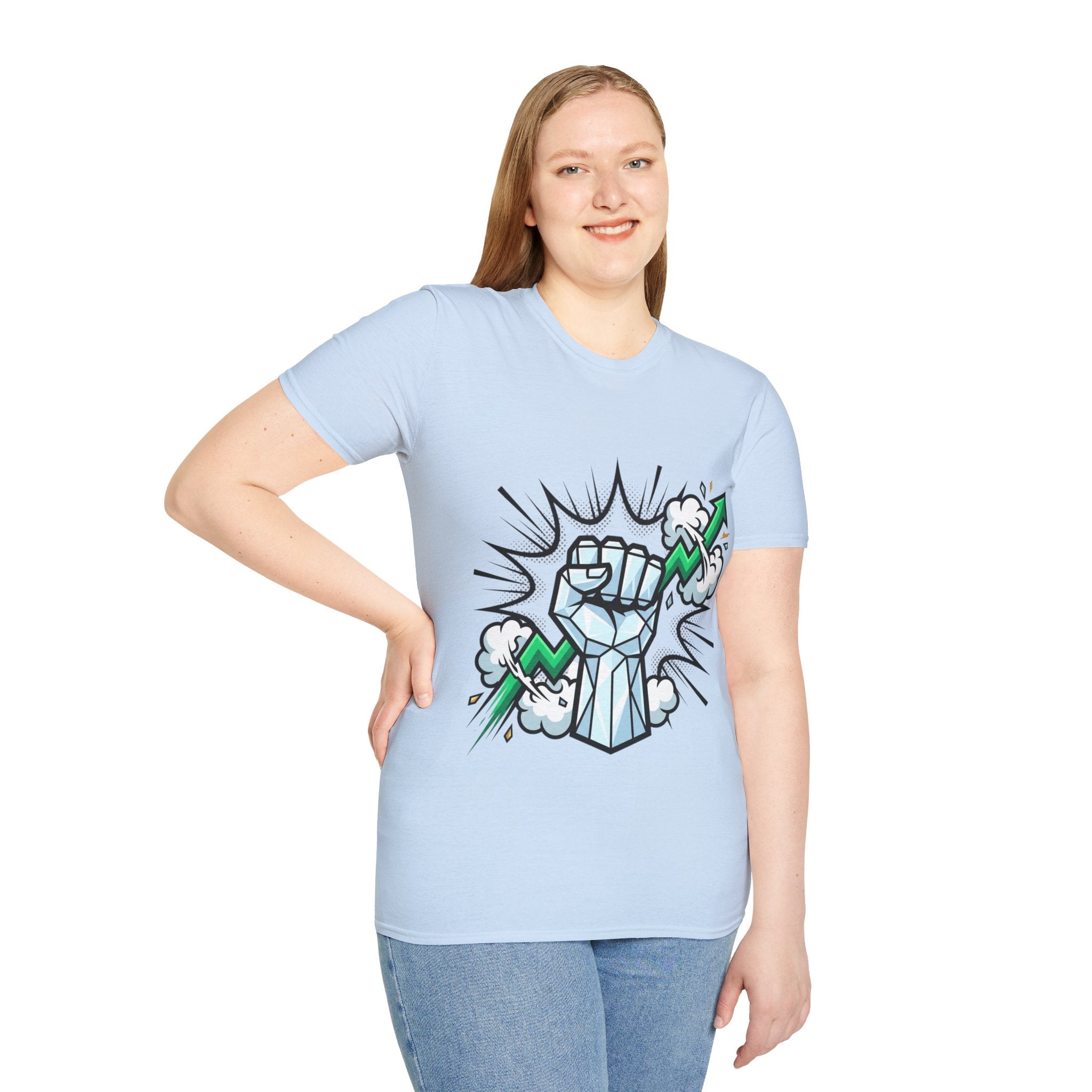 Graphic T‑Shirt — Power Fist with Lightning Bolt (Bold Pop Art)