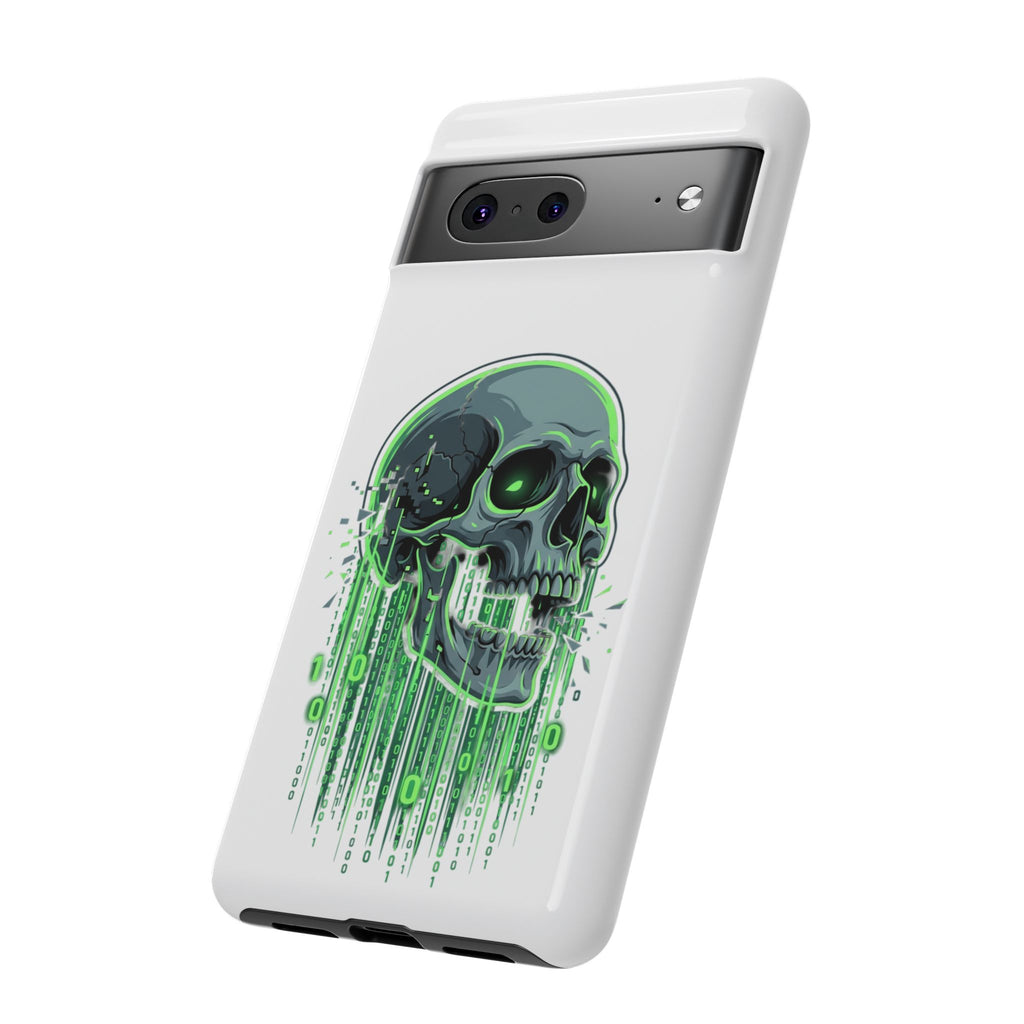 Skull Matrix Phone Case — Neon Green Cyberpunk Protective Case