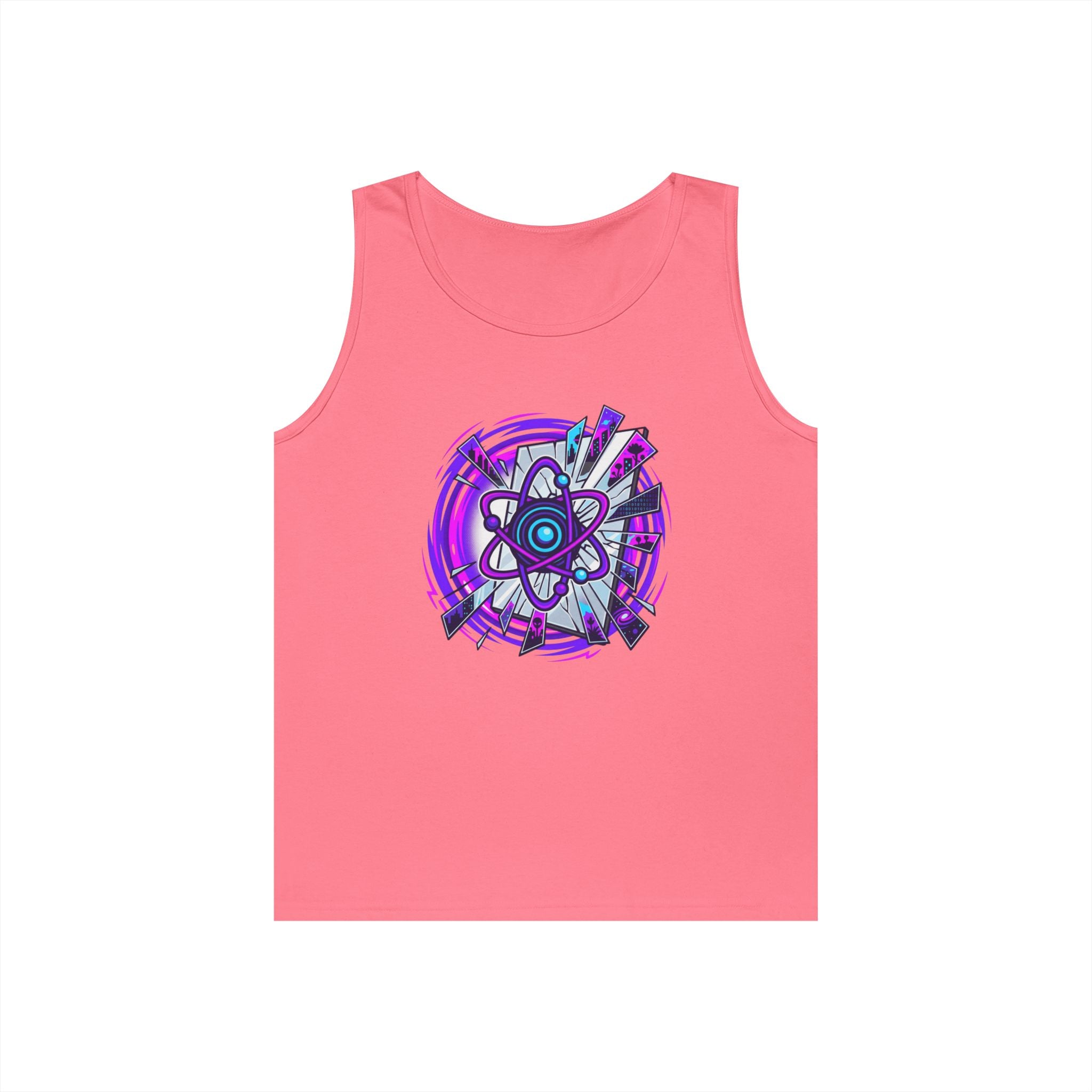 Atomic Vibe Tank Top — Neon Purple Science Atom Graphic