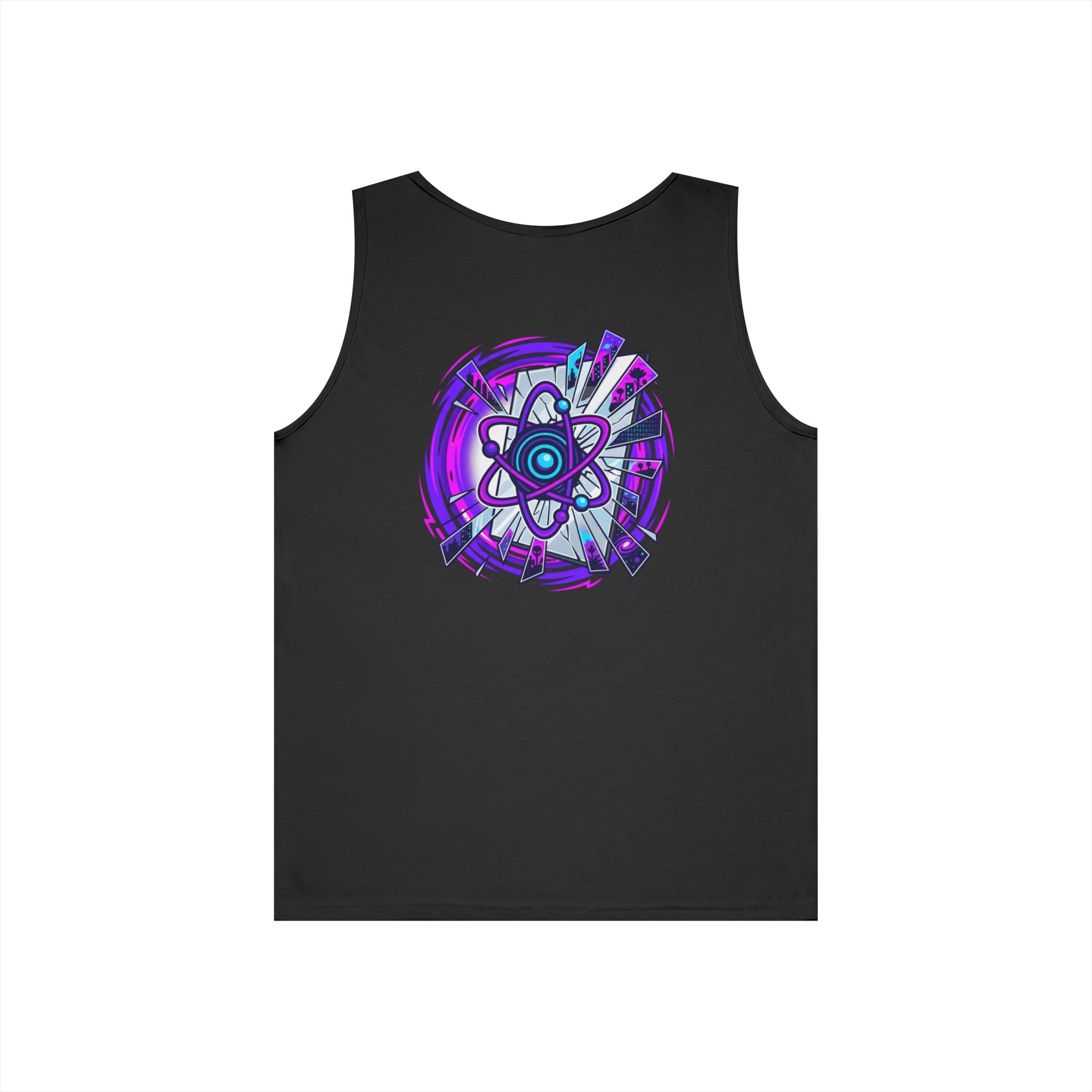 Science Atom Tank Top — Purple Neon Atomic Graphic Sleeveless Tee