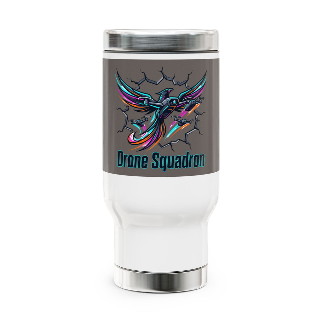 Drone Squadron Travel Mug — 14oz Stainless Steel Insulated Tumbler with Handle