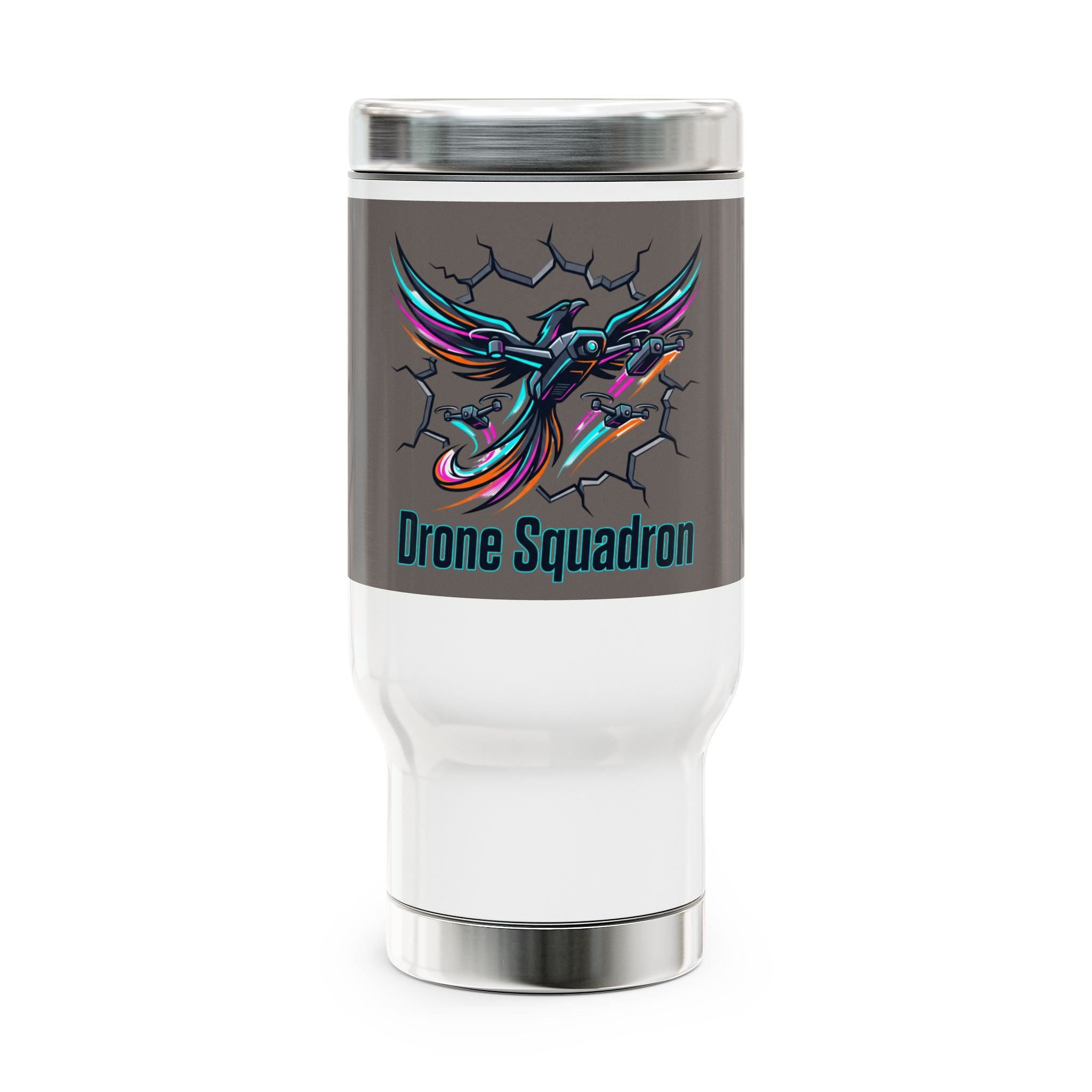 Drone Squadron Travel Mug — 14oz Stainless Steel Insulated Tumbler with Handle