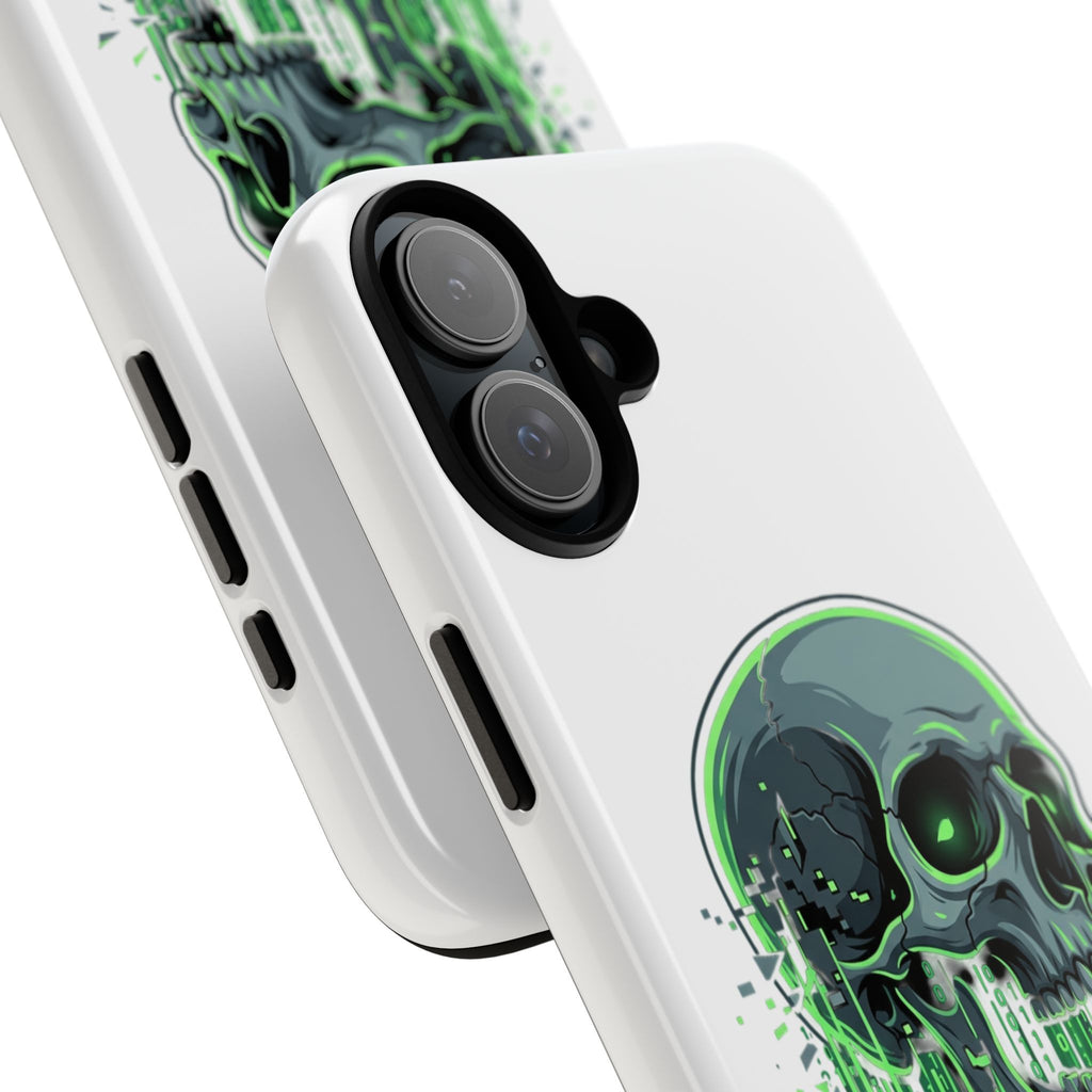 Skull Matrix Phone Case — Neon Green Cyberpunk Protective Case