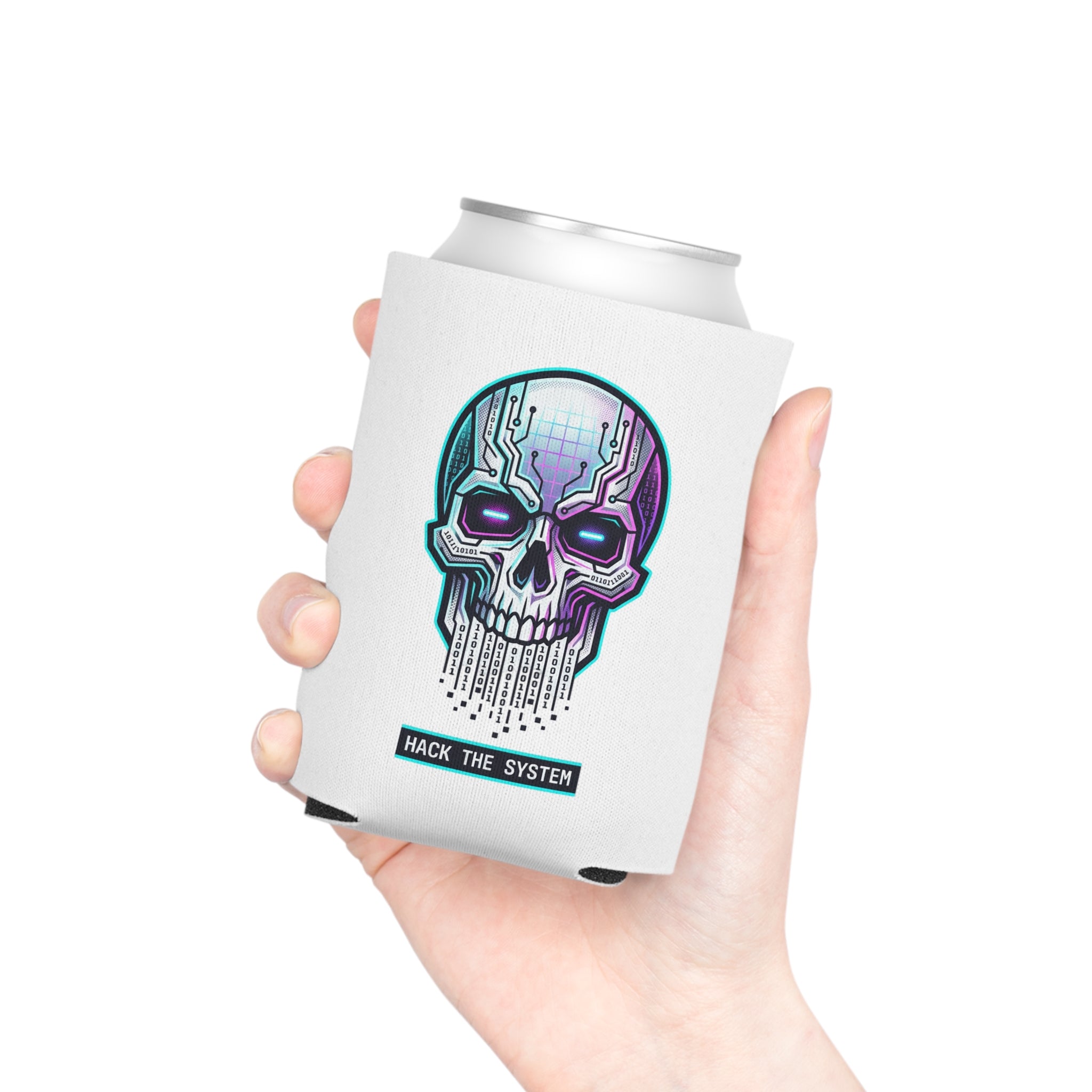 Cyber Skull Can Cooler — Quantum Circuit Beverage Koozie