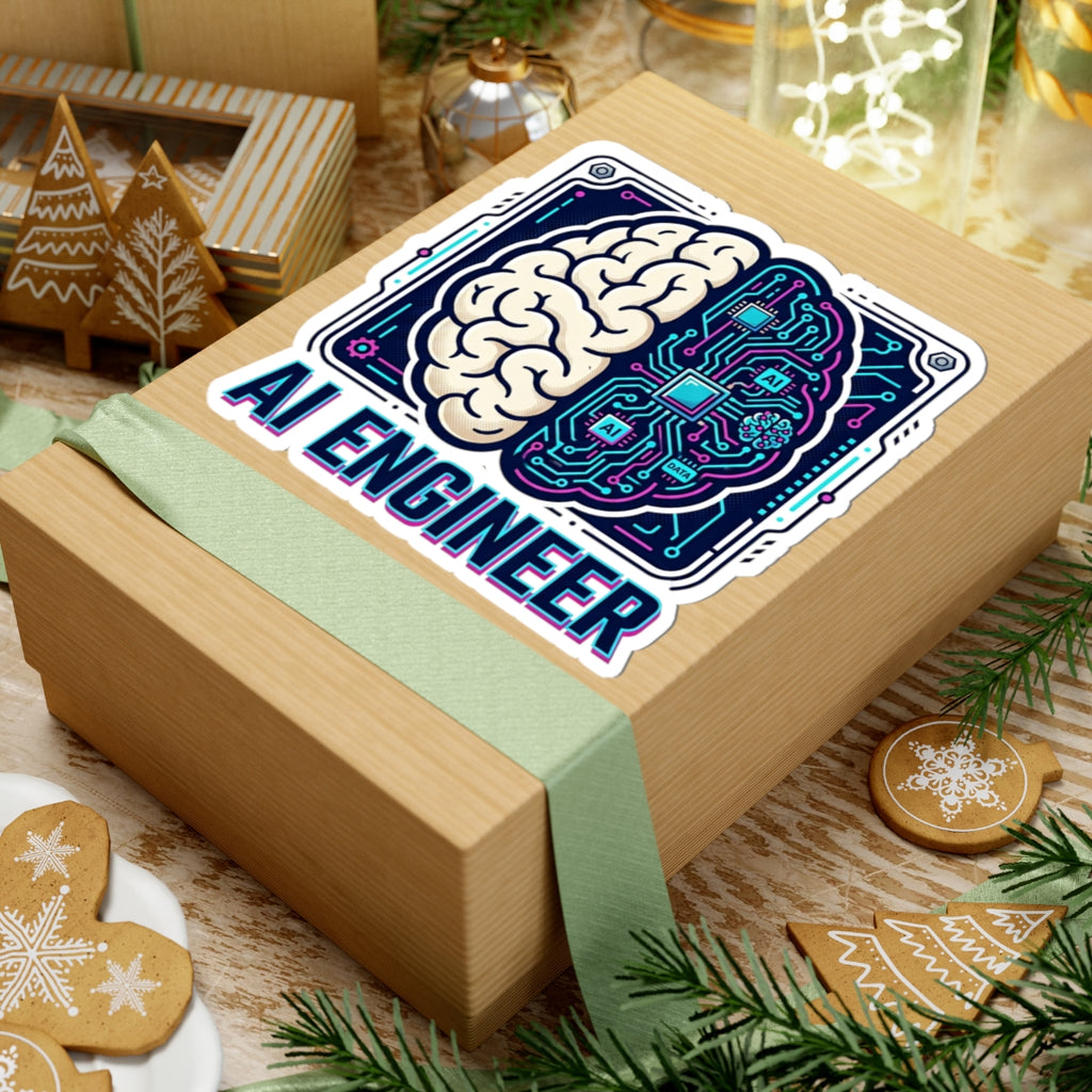 AI Engineer brain circuit Sticker | Kiss-Cut tech decal, laptop sticker