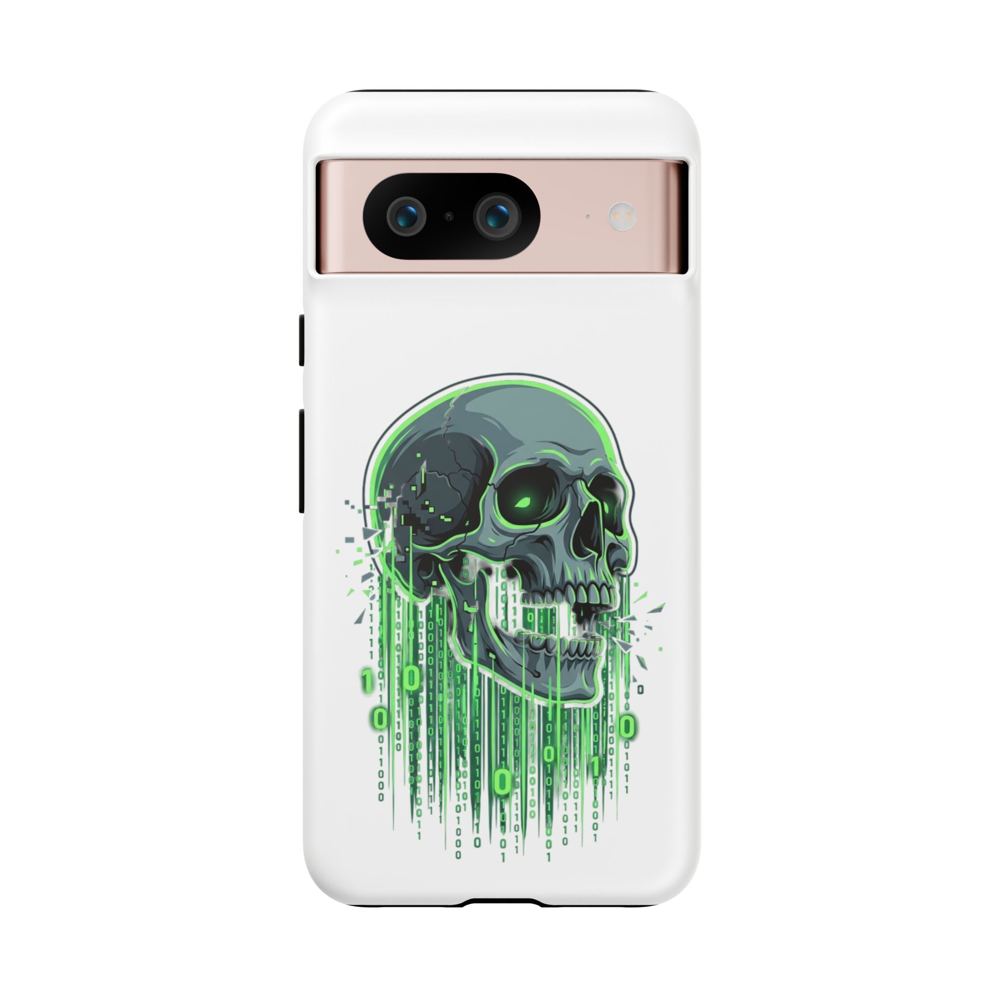 Skull Matrix Phone Case — Neon Green Cyberpunk Protective Case