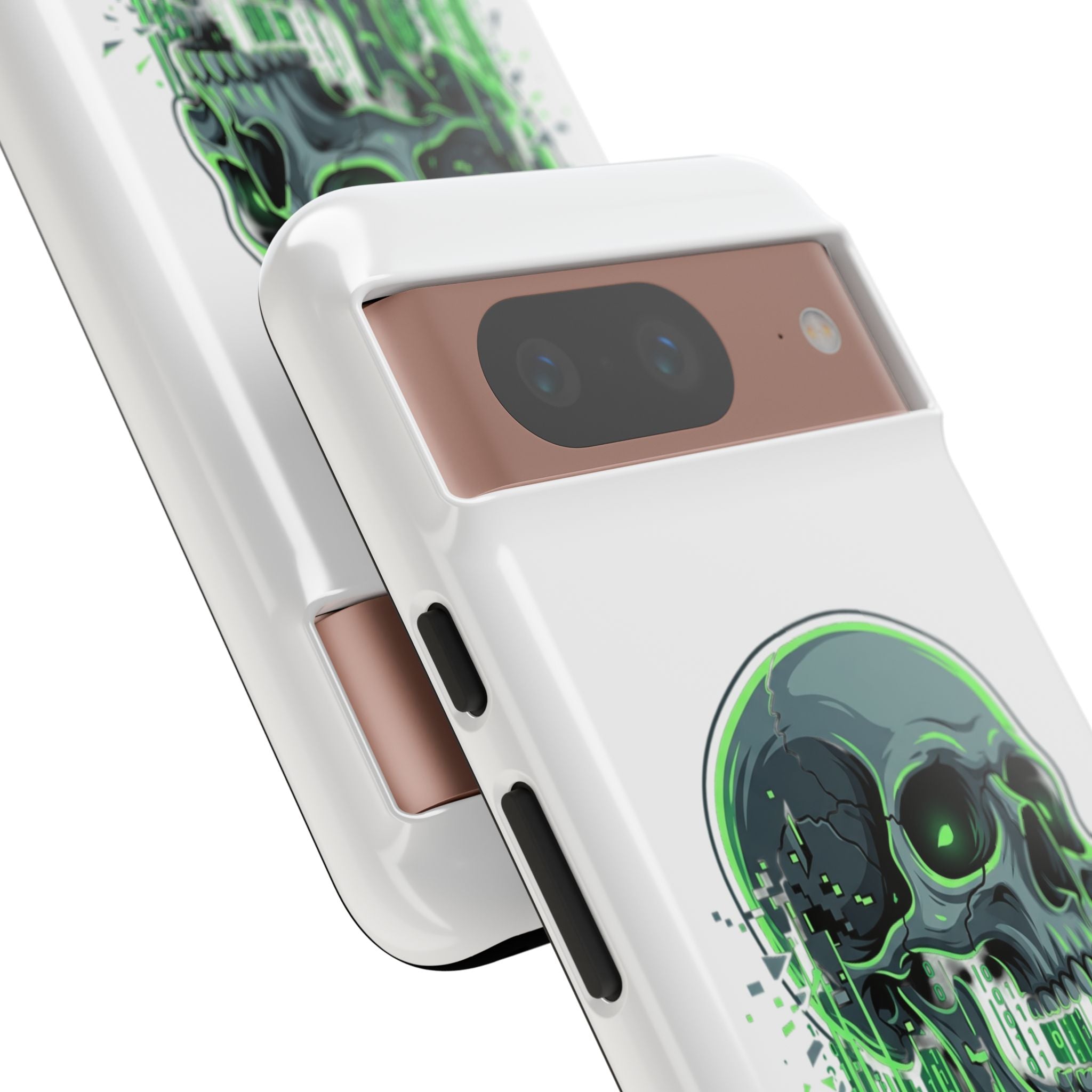 Skull Matrix Phone Case — Neon Green Cyberpunk Protective Case