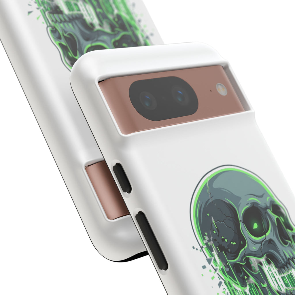 Skull Matrix Phone Case — Neon Green Cyberpunk Protective Case